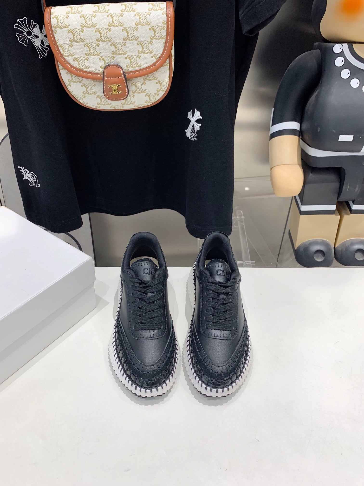 CHLOÃ‰ NAMA SNEAKER 5 CM IN BLACK CALFSKIN
