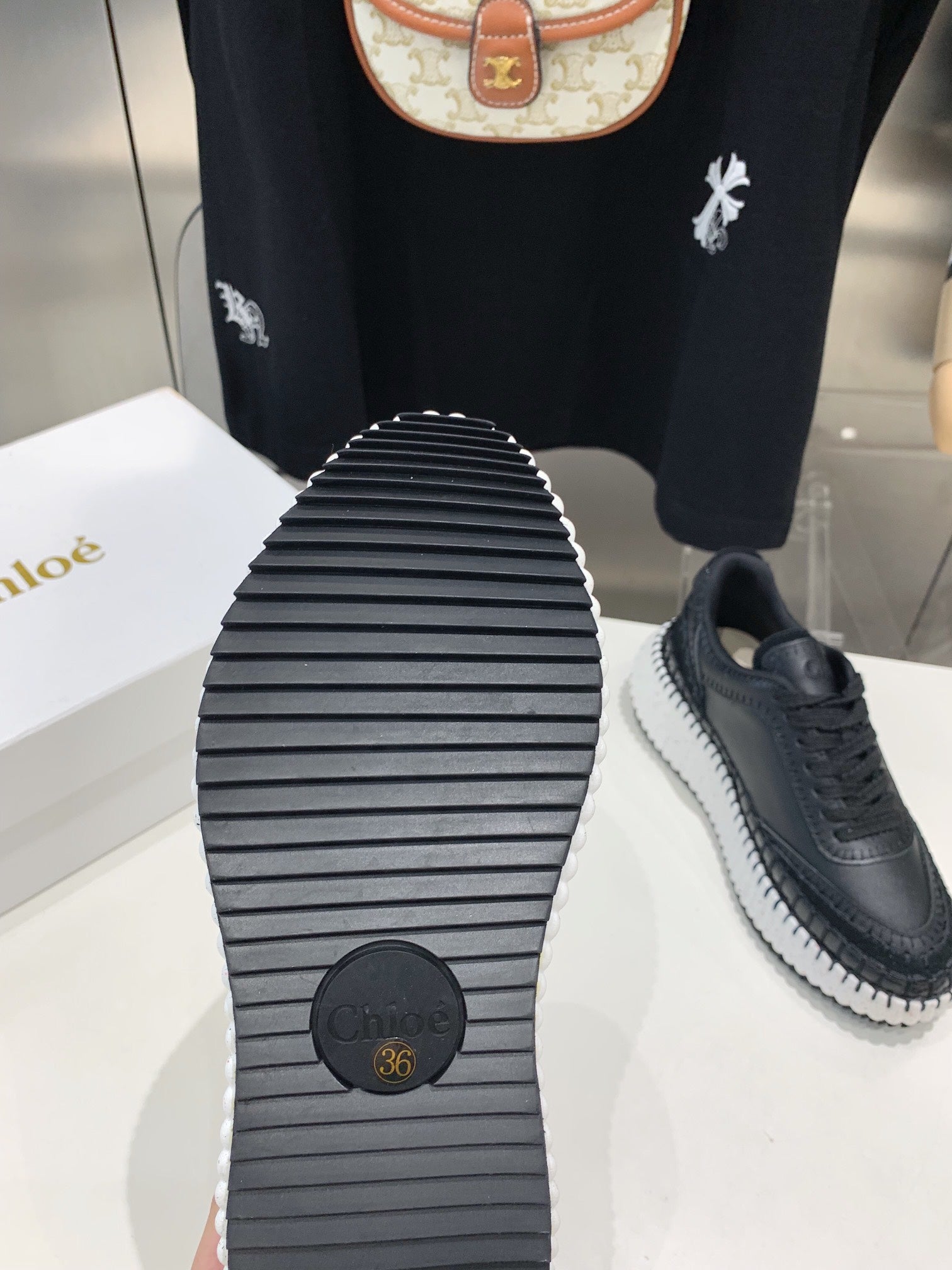 CHLOÃ‰ NAMA SNEAKER 5 CM IN BLACK CALFSKIN