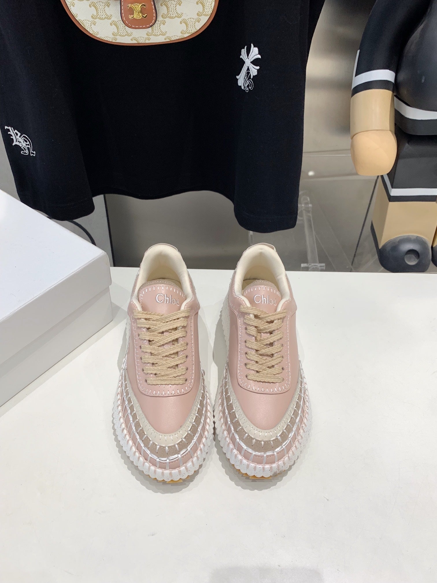 CHLOÃ‰ NAMA SNEAKER 5 CM IN LIGHT PINK CALFSKIN