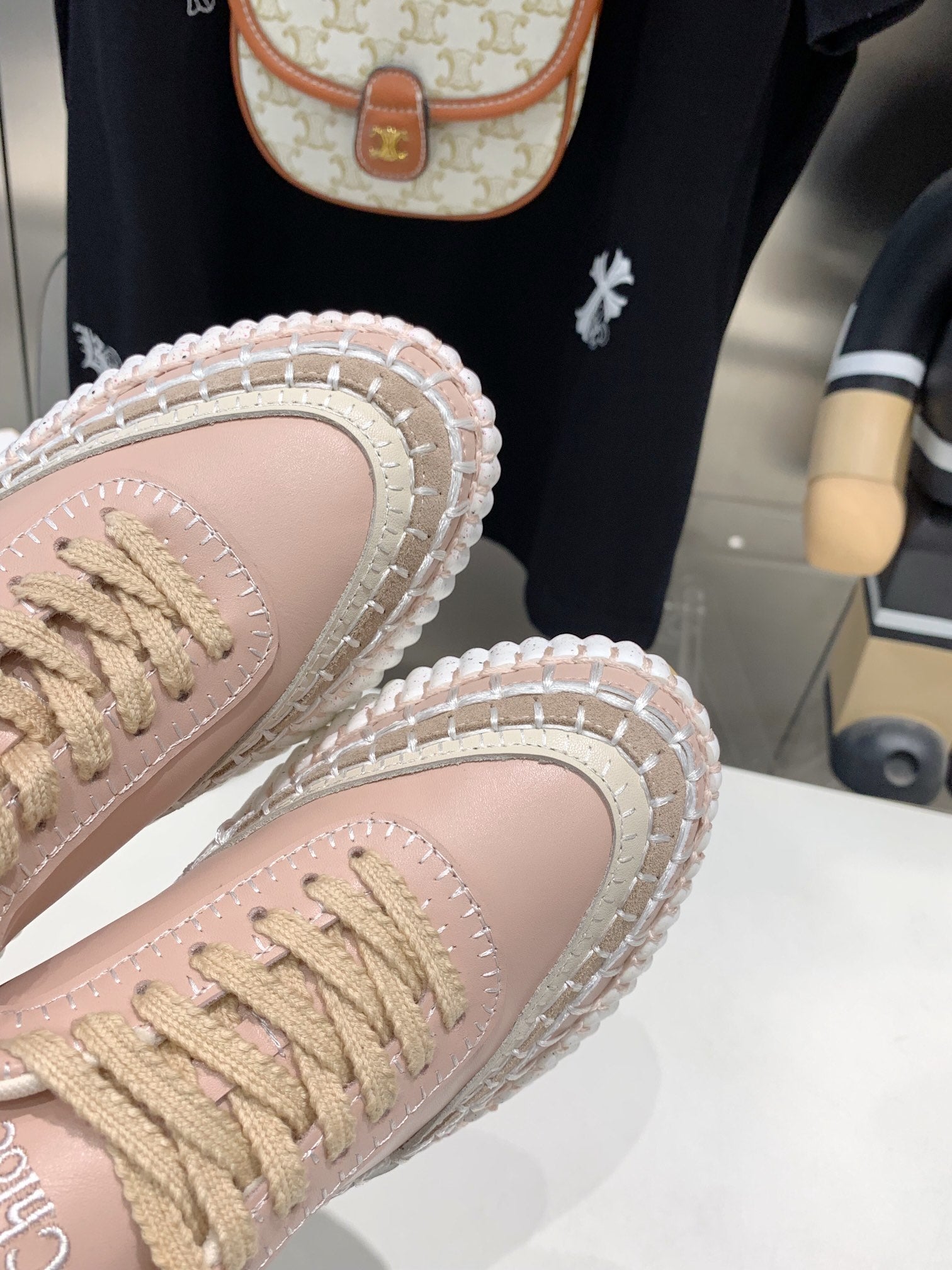 CHLOÃ‰ NAMA SNEAKER 5 CM IN LIGHT PINK CALFSKIN