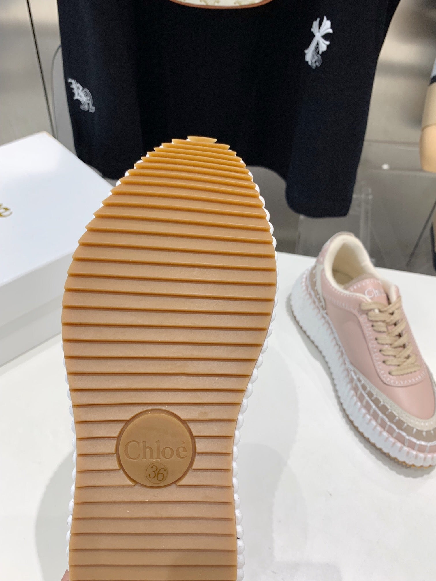 CHLOÃ‰ NAMA SNEAKER 5 CM IN LIGHT PINK CALFSKIN