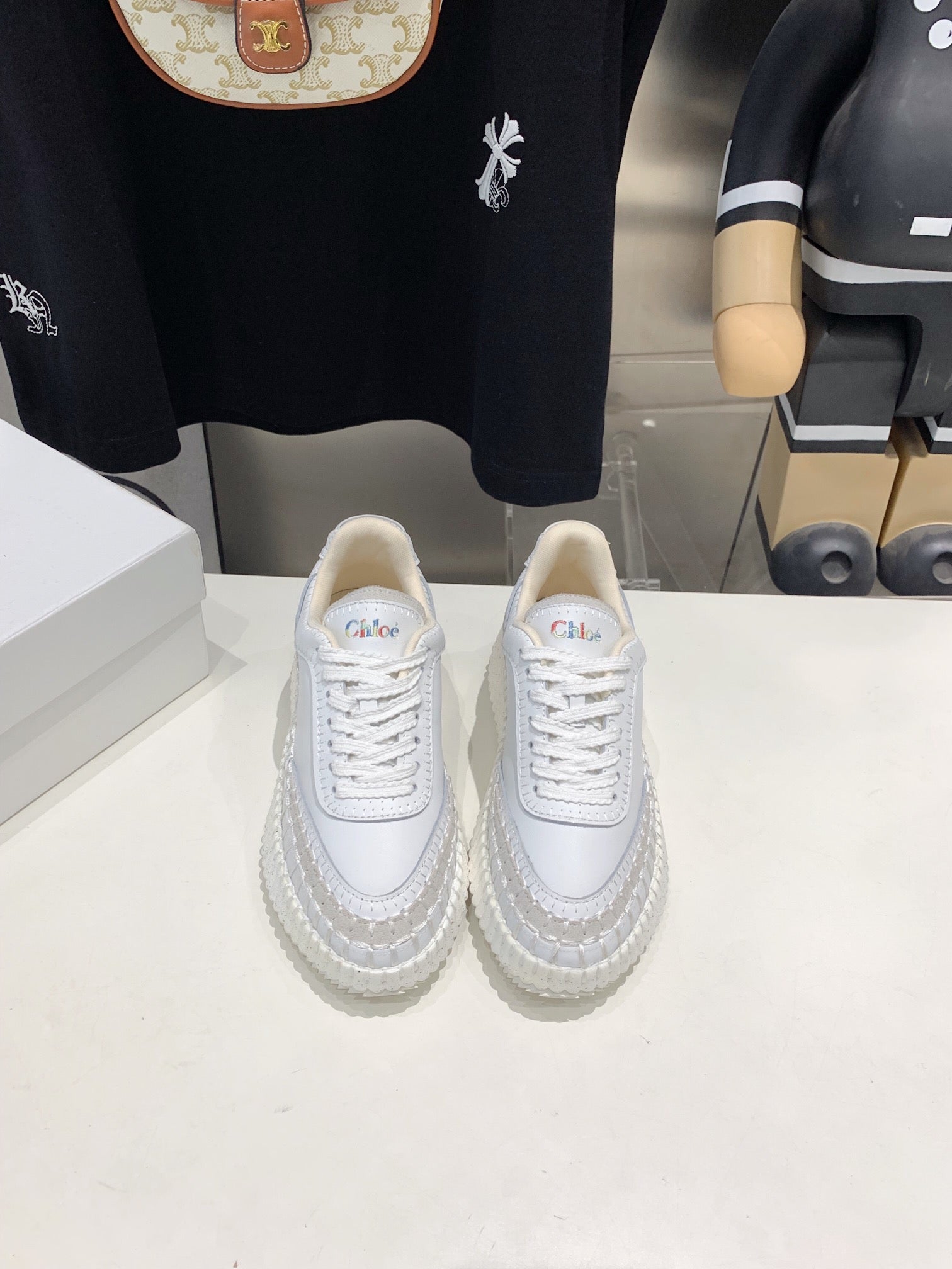 CHLOÃ‰ NAMA SNEAKER 5 CM IN WHITE CALFSKIN