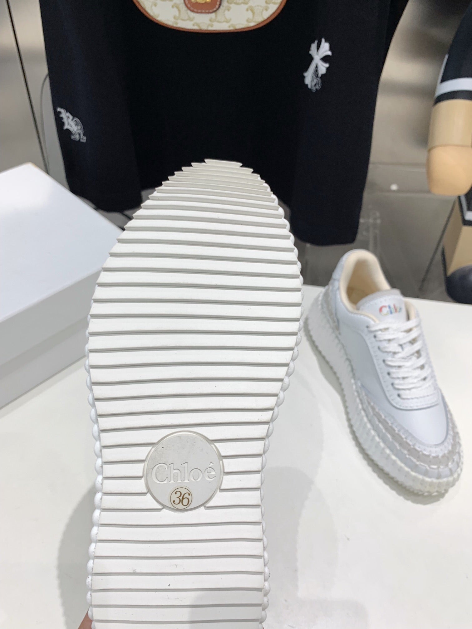CHLOÃ‰ NAMA SNEAKER 5 CM IN WHITE CALFSKIN