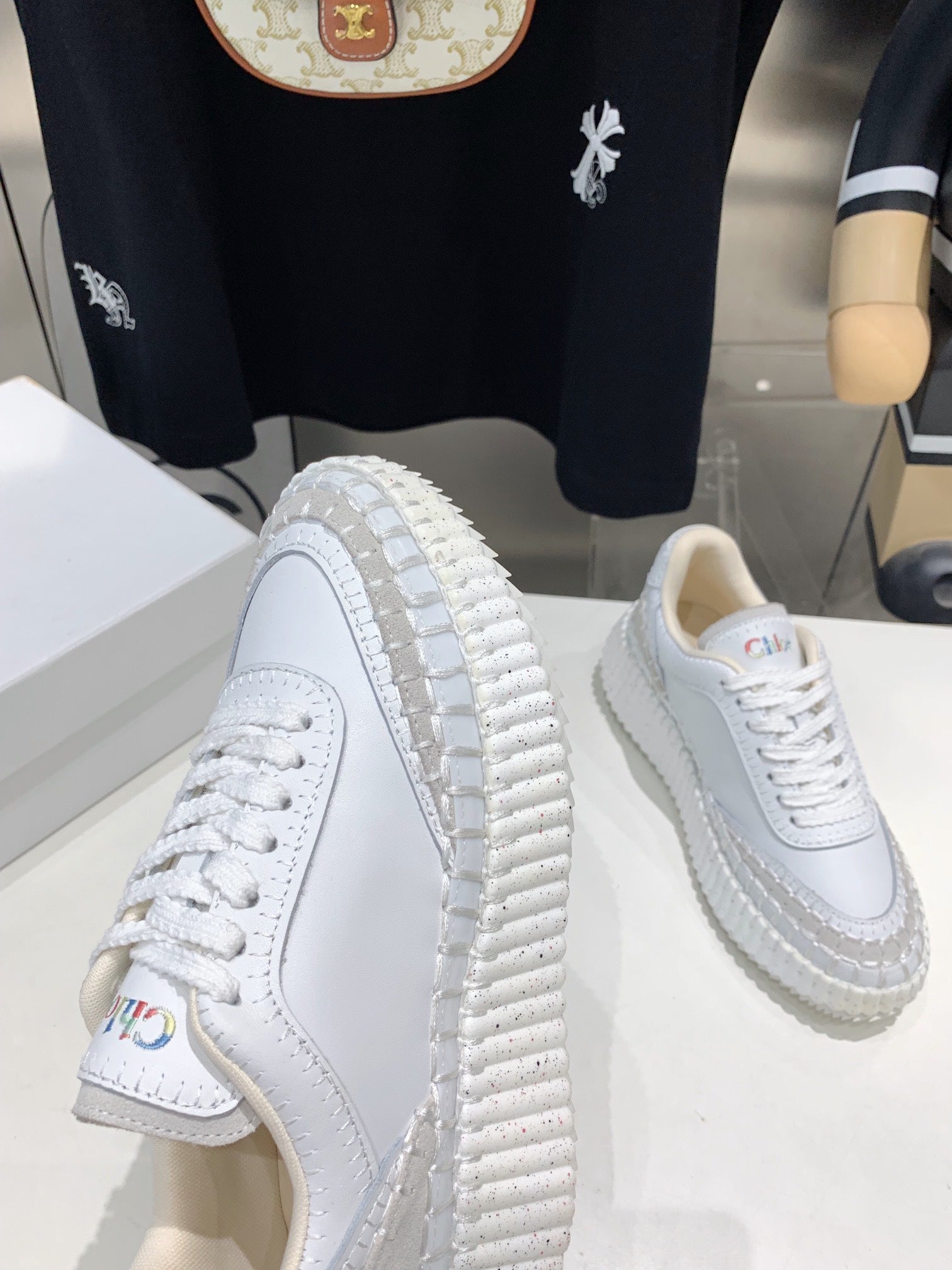 CHLOÃ‰ NAMA SNEAKER 5 CM IN WHITE CALFSKIN