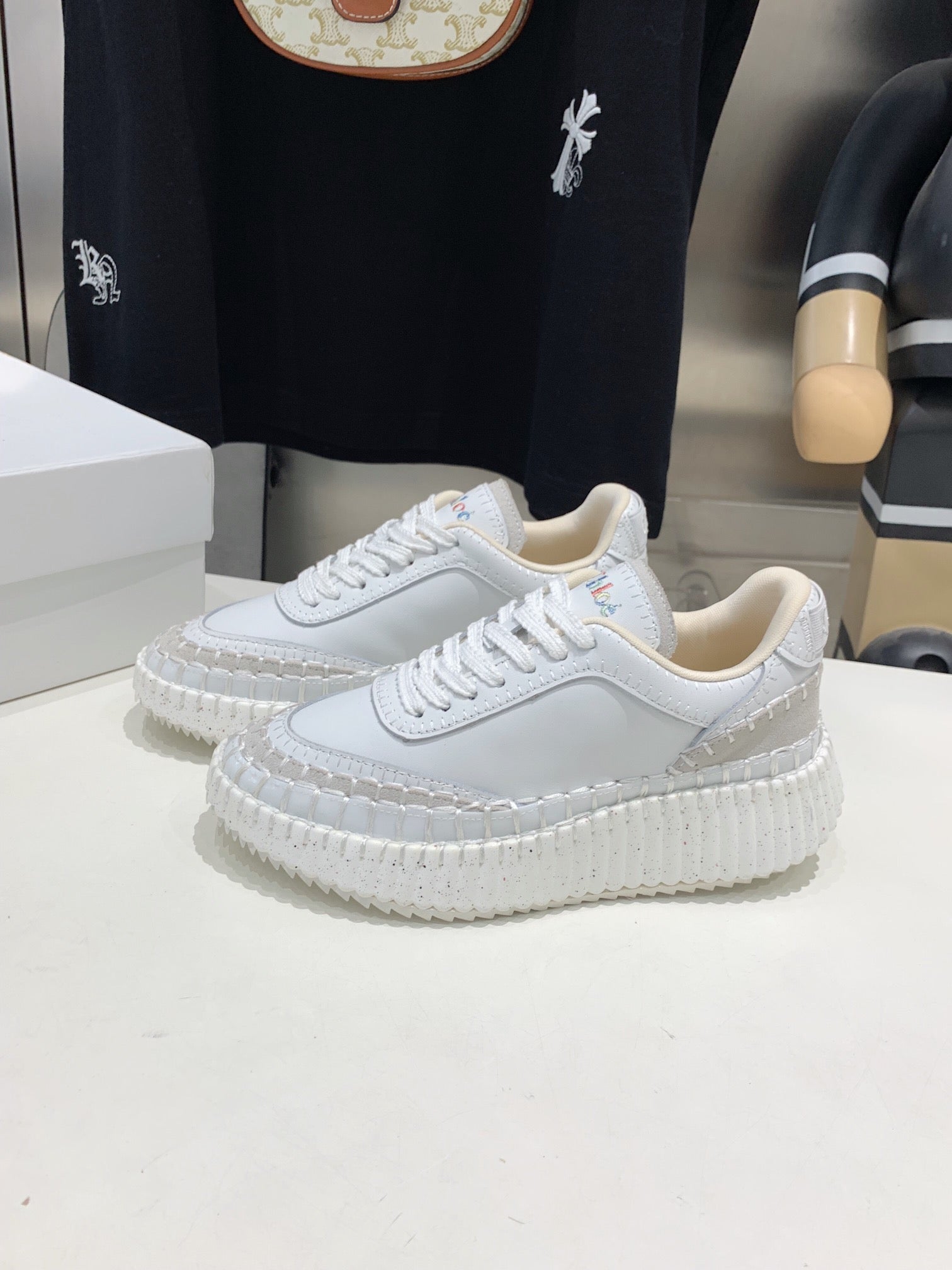 CHLOÃ‰ NAMA SNEAKER 5 CM IN WHITE CALFSKIN