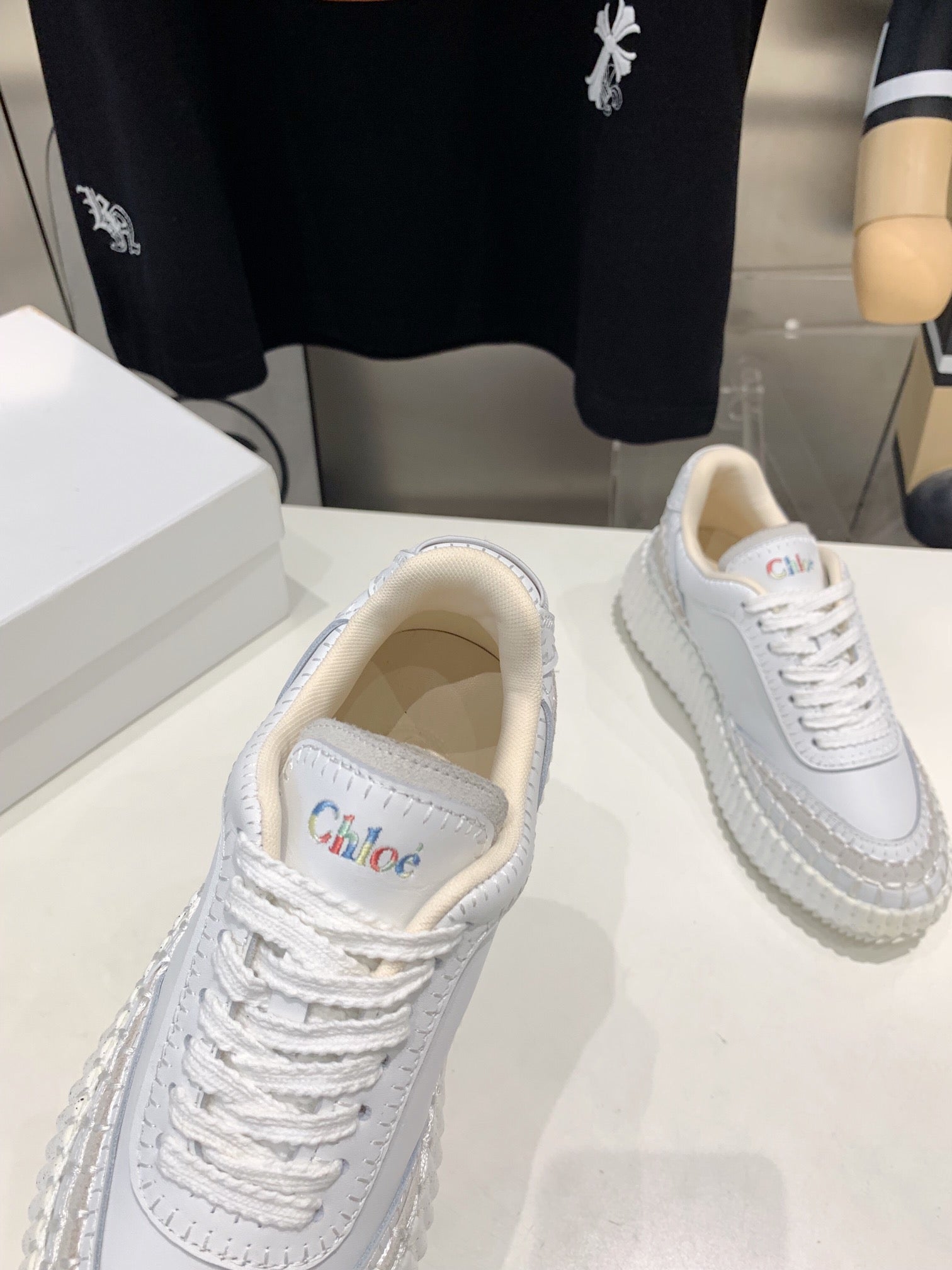 CHLOÃ‰ NAMA SNEAKER 5 CM IN WHITE CALFSKIN