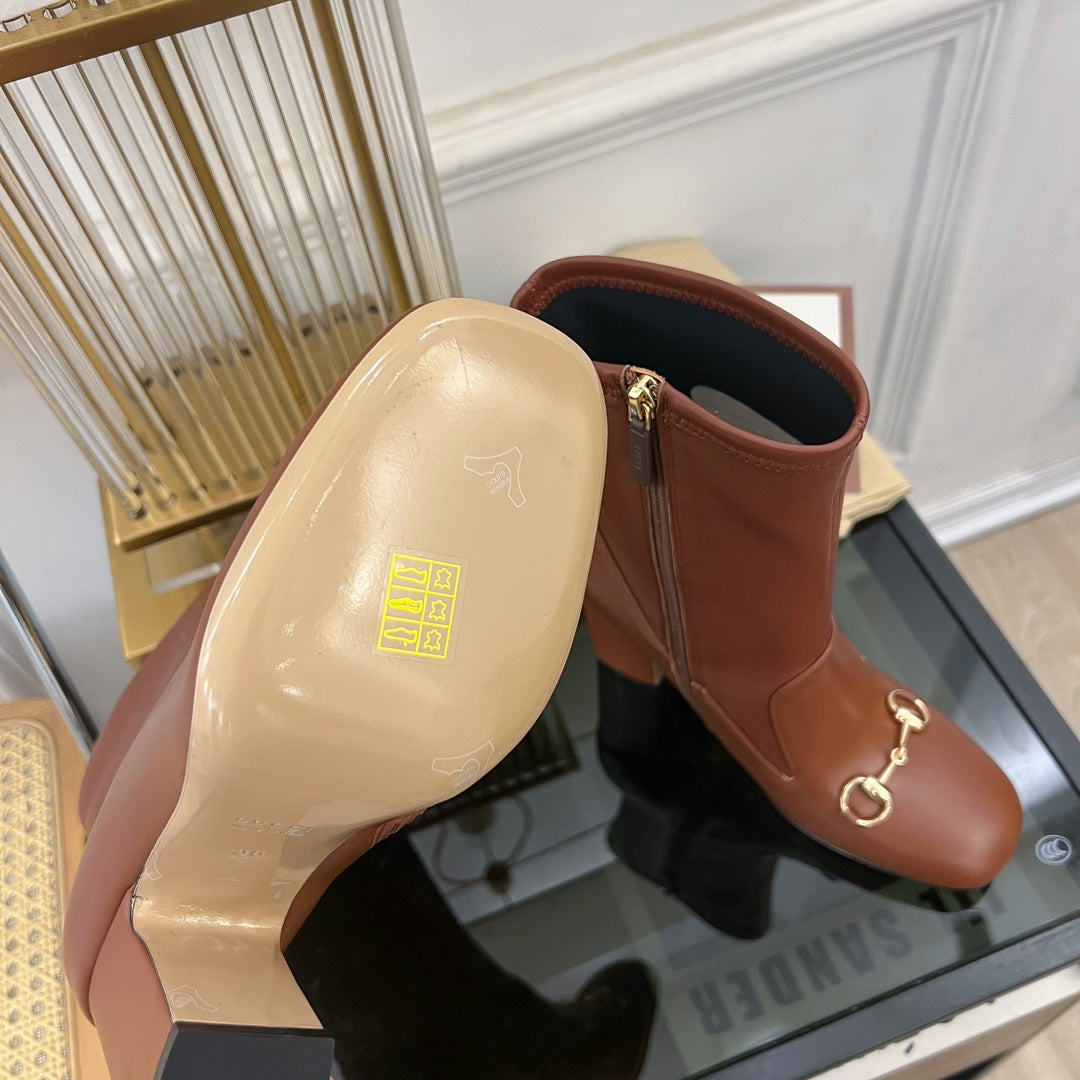 GG Horsebit Ankle Boot 95 Brown Calfskin