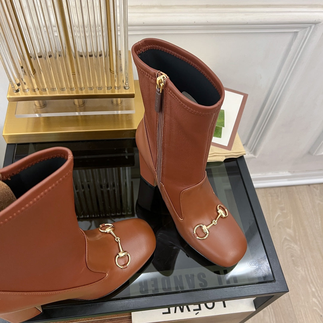 GG Horsebit Ankle Boot 95 Brown Calfskin