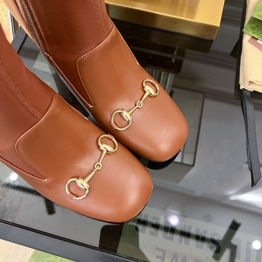 GG Horsebit Ankle Boot 95 Brown Calfskin
