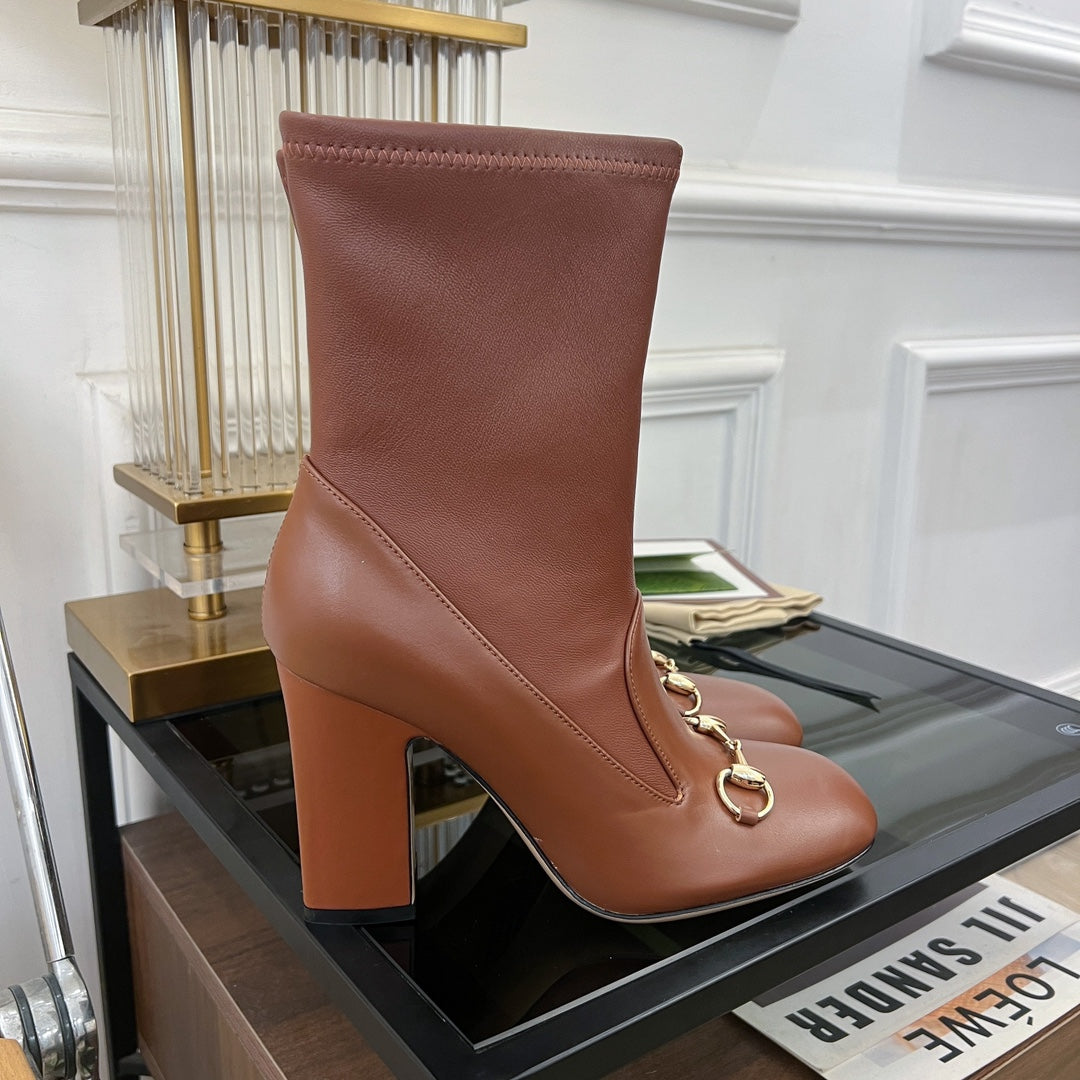 GG Horsebit Ankle Boot 95 Brown Calfskin