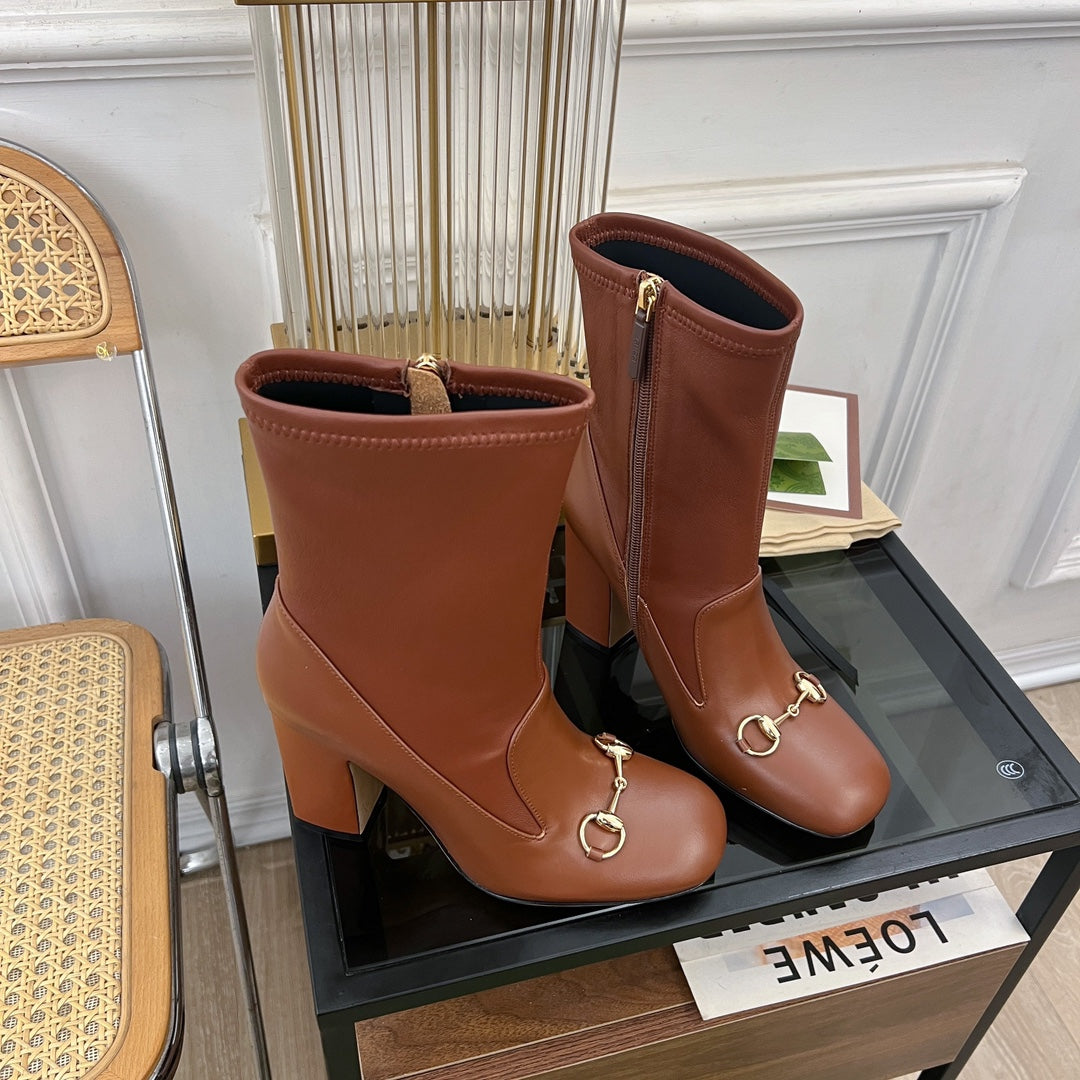 GG Horsebit Ankle Boot 95 Brown Calfskin