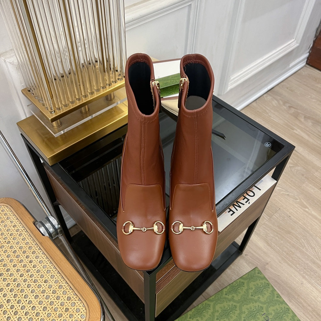GG Horsebit Ankle Boot 95 Brown Calfskin