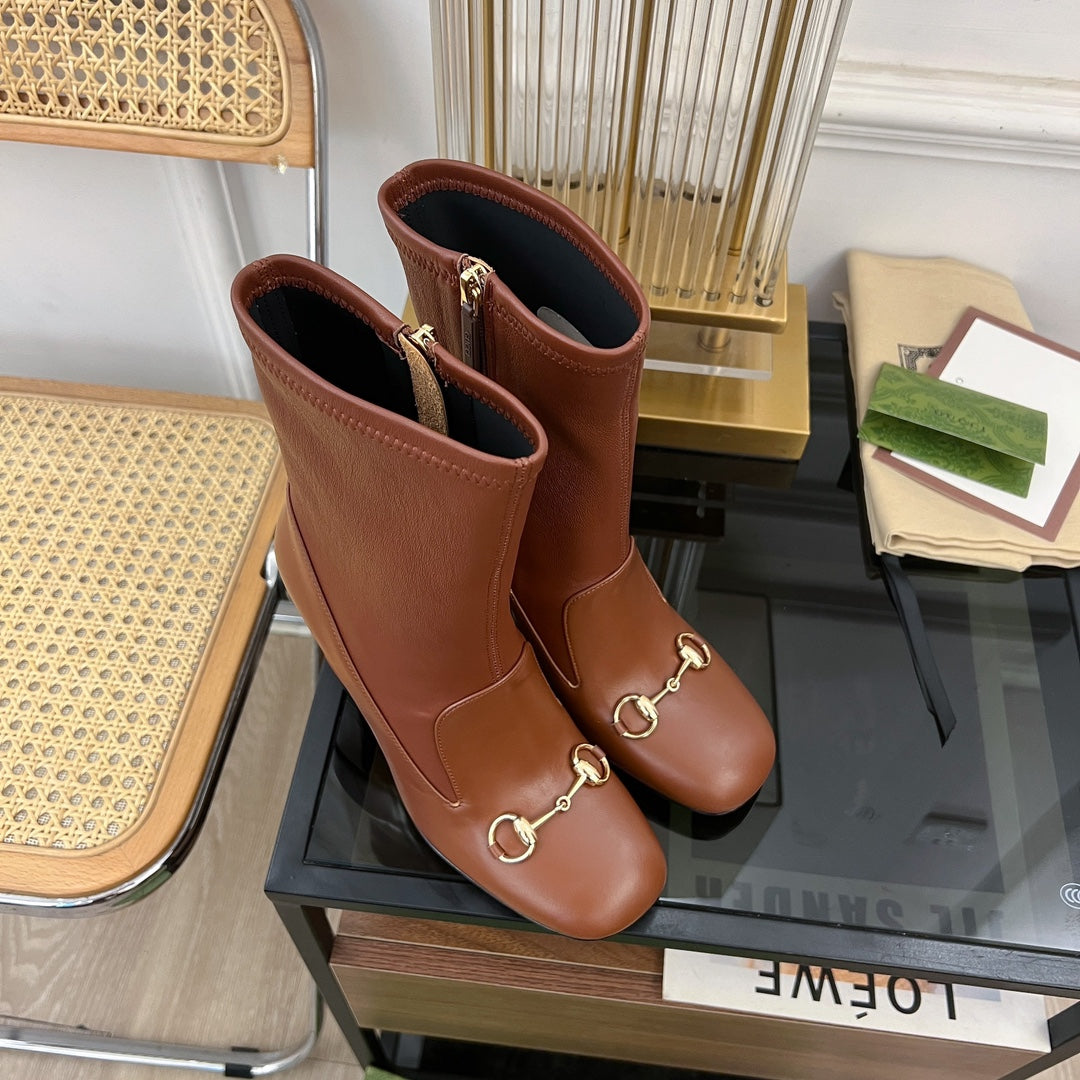 GG Horsebit Ankle Boot 95 Brown Calfskin