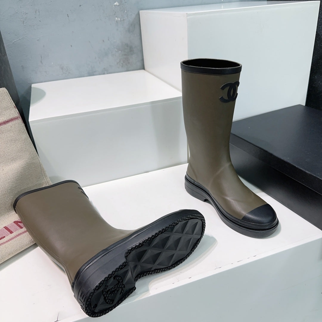 CC Rain Boot Olive Black Rubber