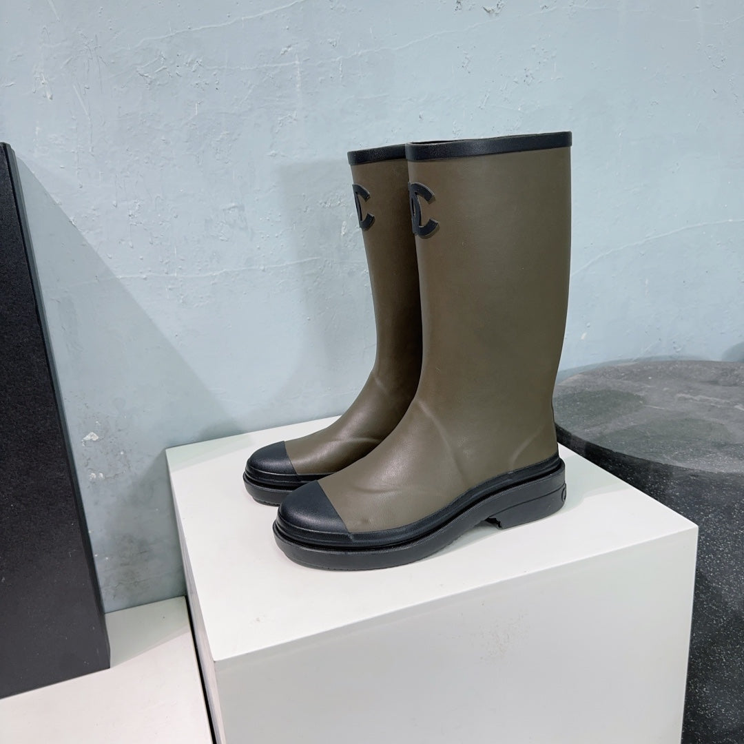 CC Rain Boot Olive Black Rubber