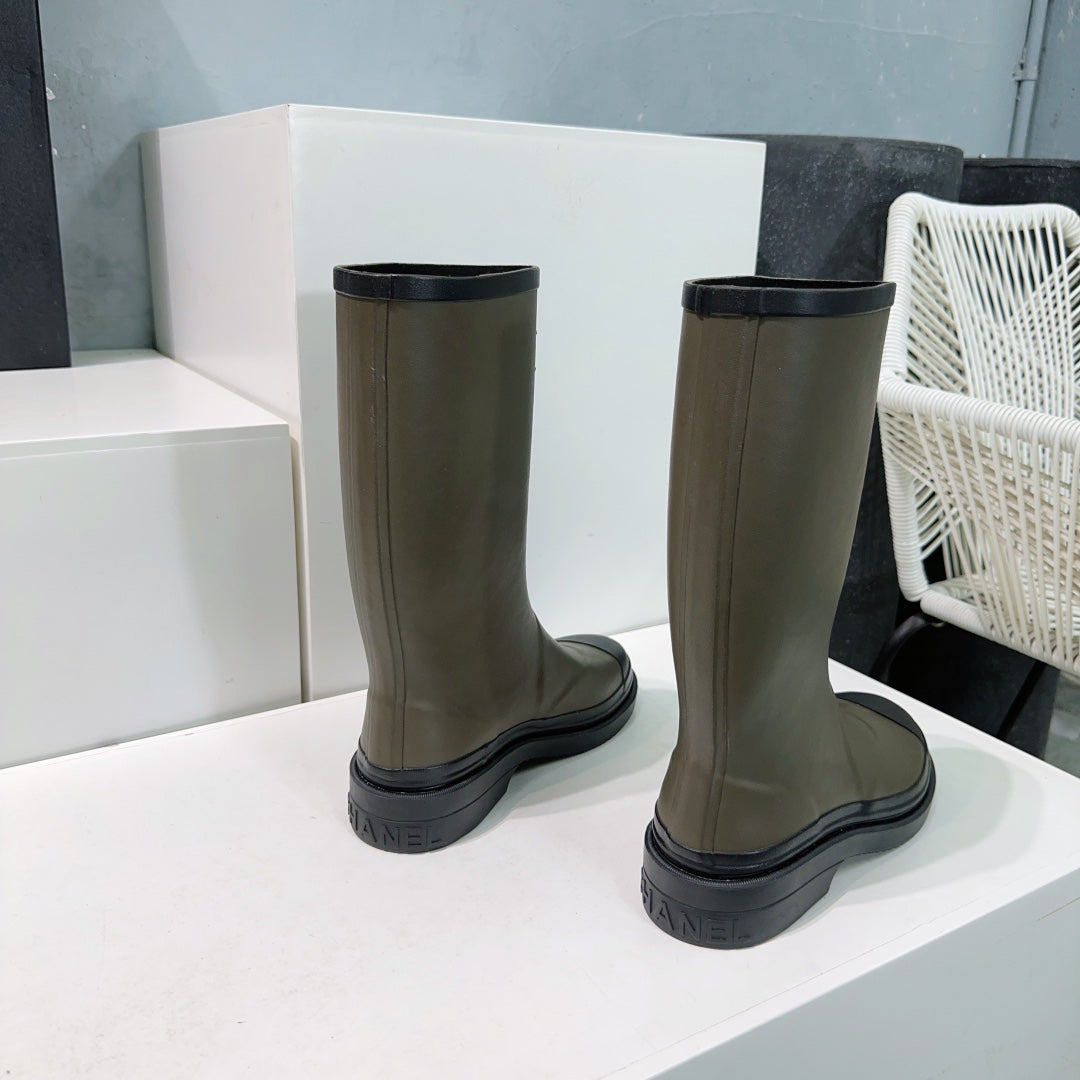 CC Rain Boot Olive Black Rubber