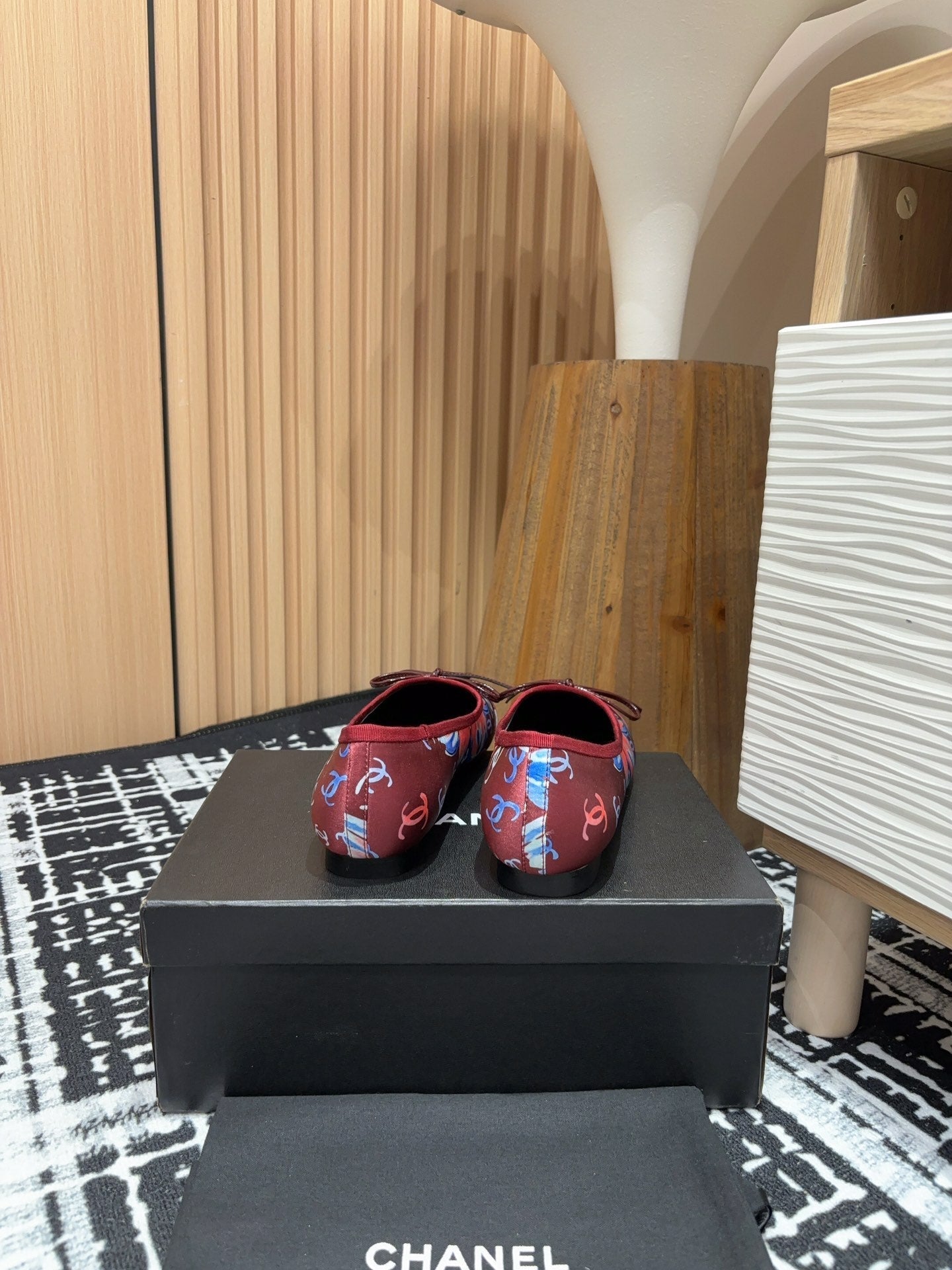 CC Ballet Flats Red Silk Flowers And Lambskin