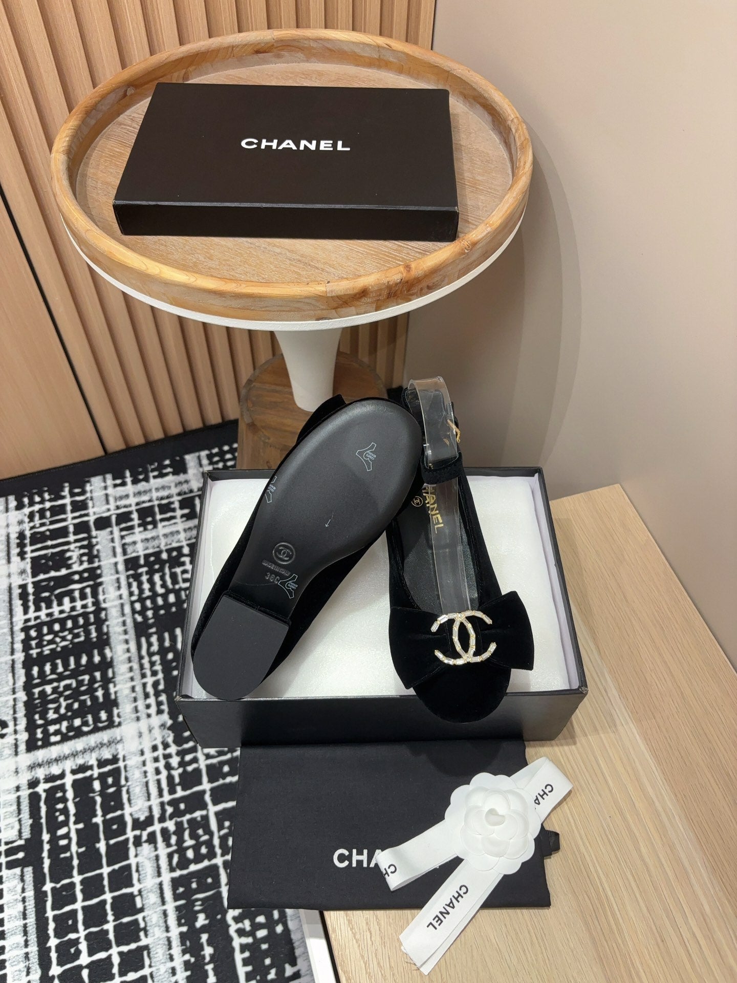 CC Mary Jane Black Bow Tie Velvet And Lambskin