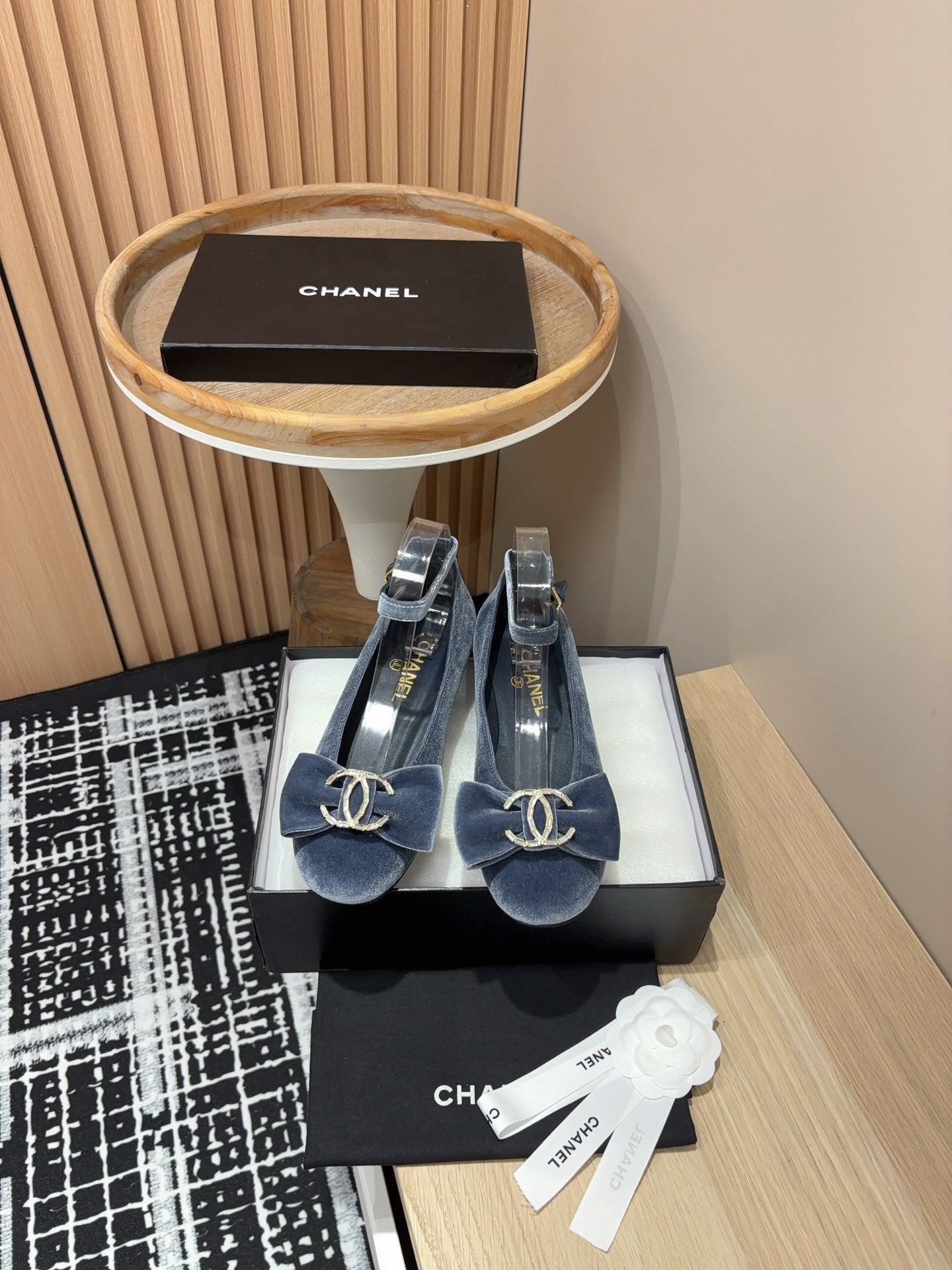 CC Mary Jane Light Blue Bow Tie Velvet And Lambskin