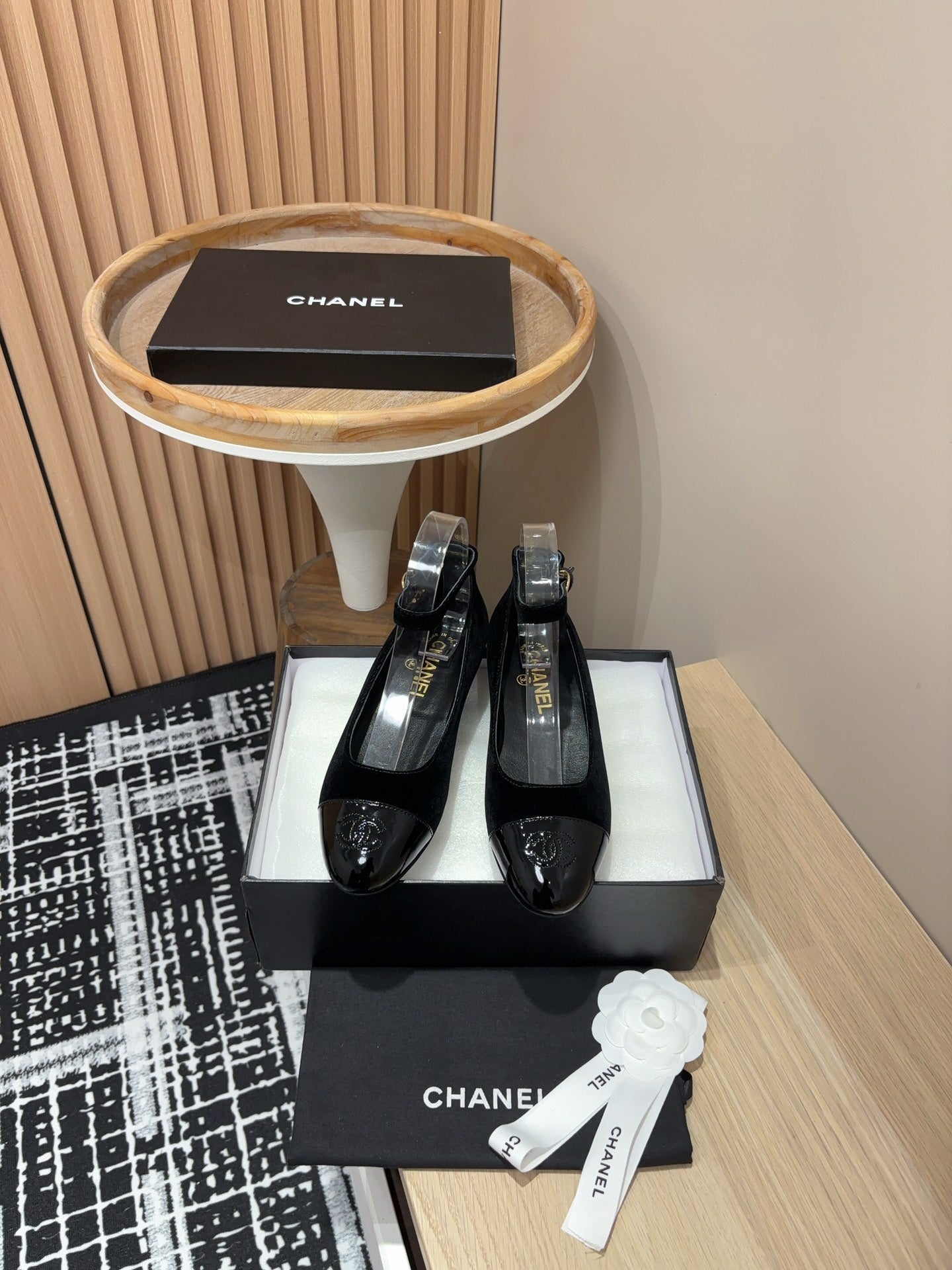 CC Mary Jane Black Velvet And Lambskin