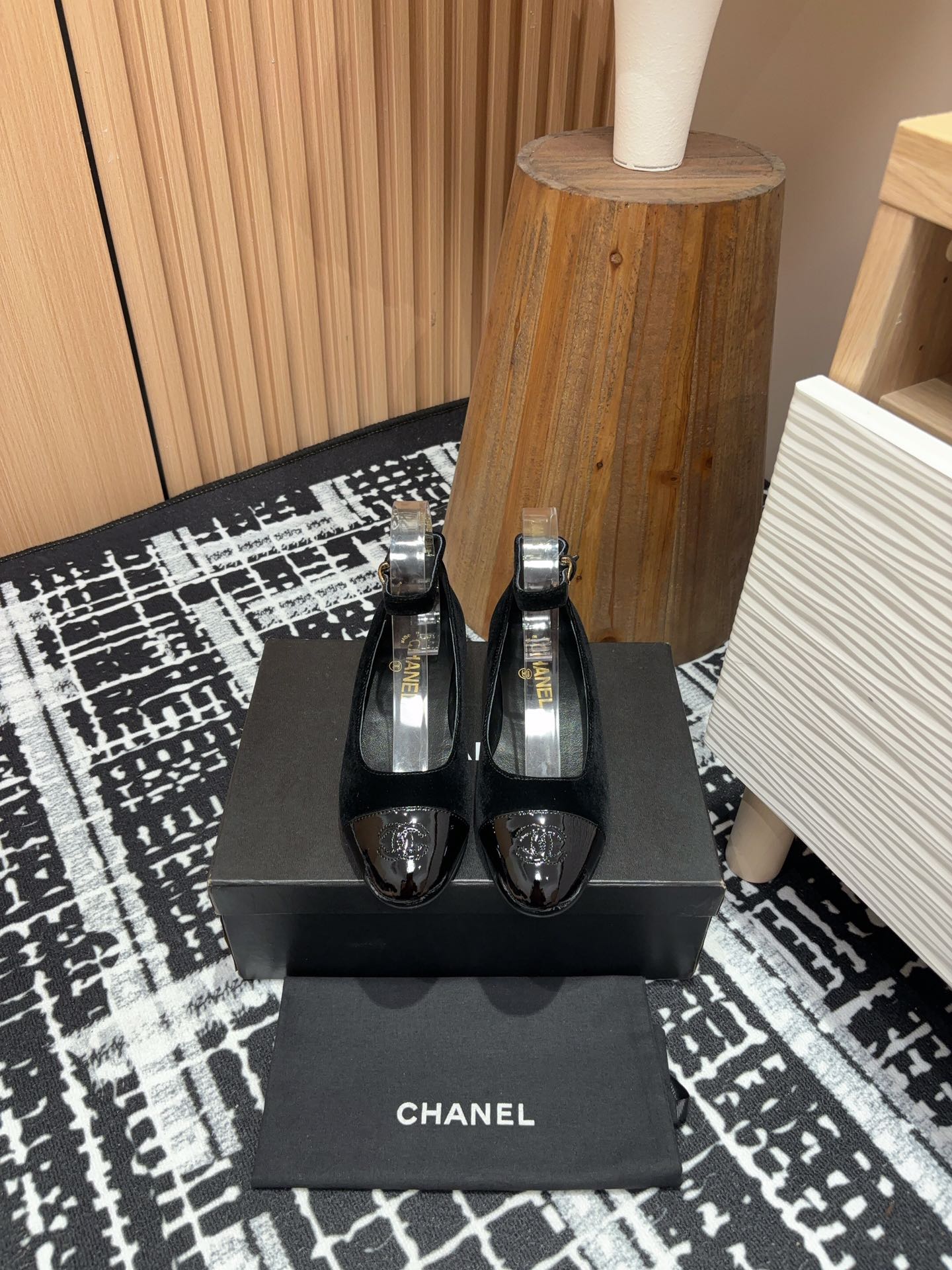 CC Mary Jane Black Velvet And Lambskin