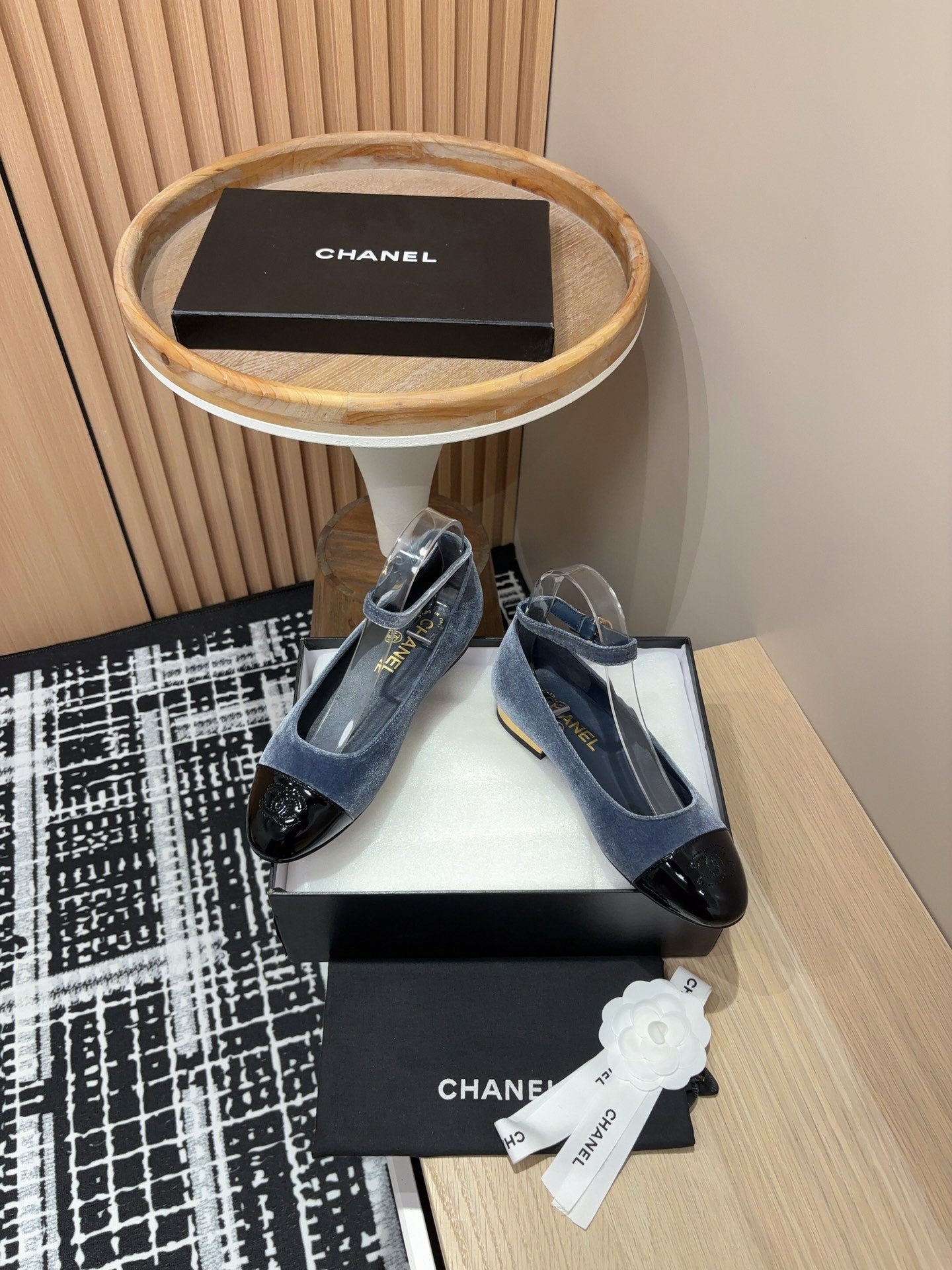 CC Mary Jane Black Light Blue Velvet And Lambskin