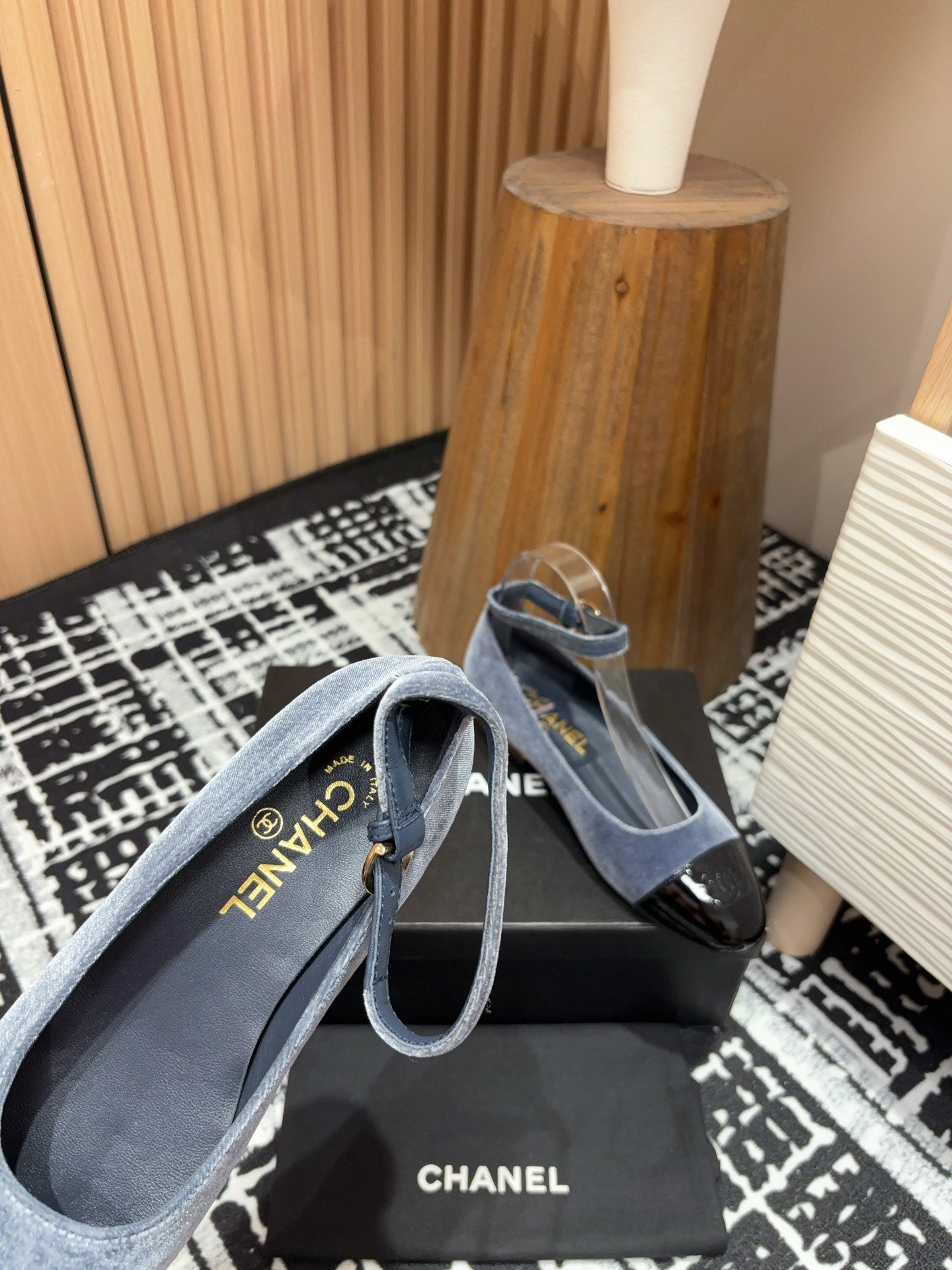 CC Mary Jane Black Light Blue Velvet And Lambskin