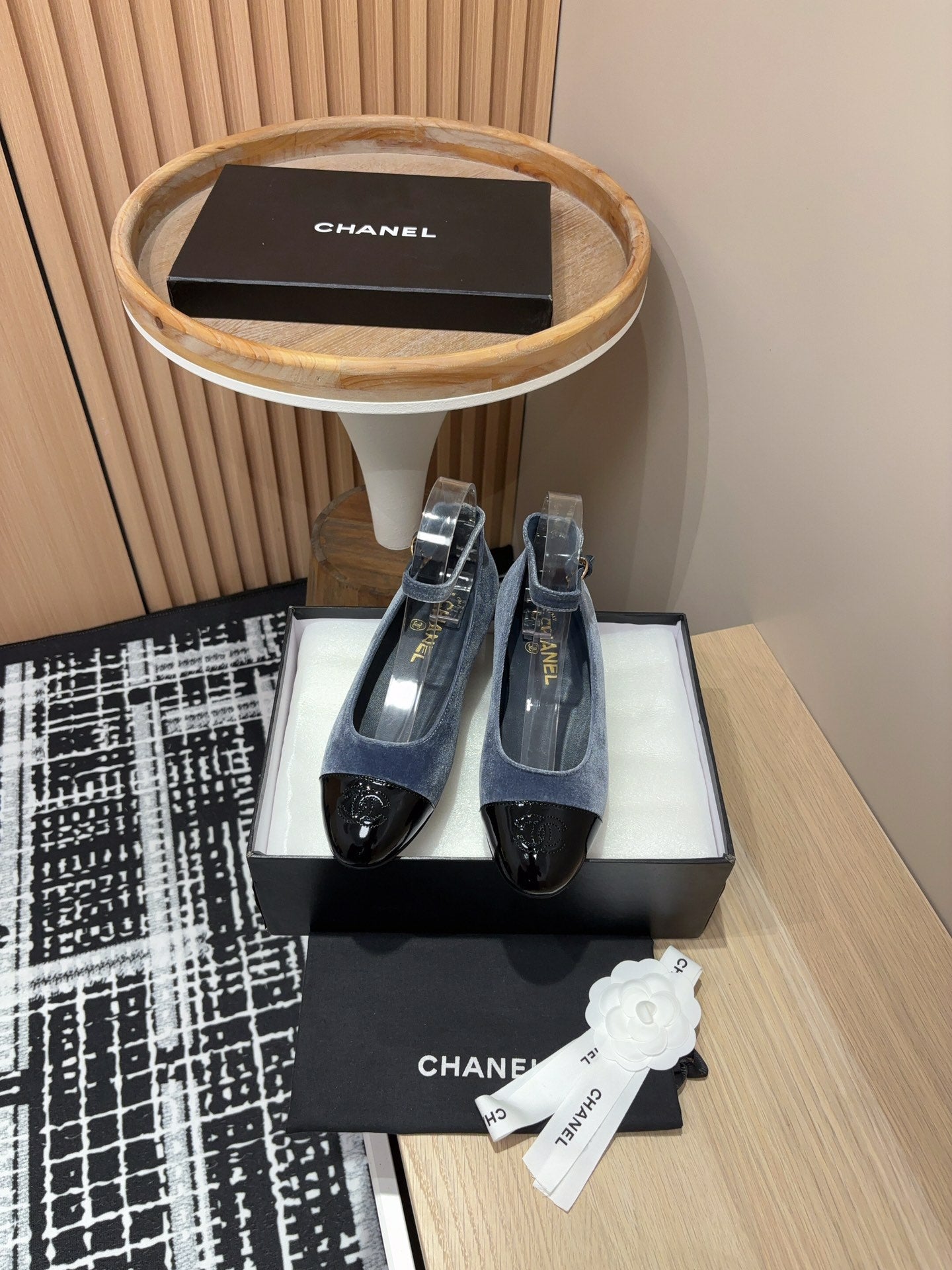 CC Mary Jane Black Light Blue Velvet And Lambskin