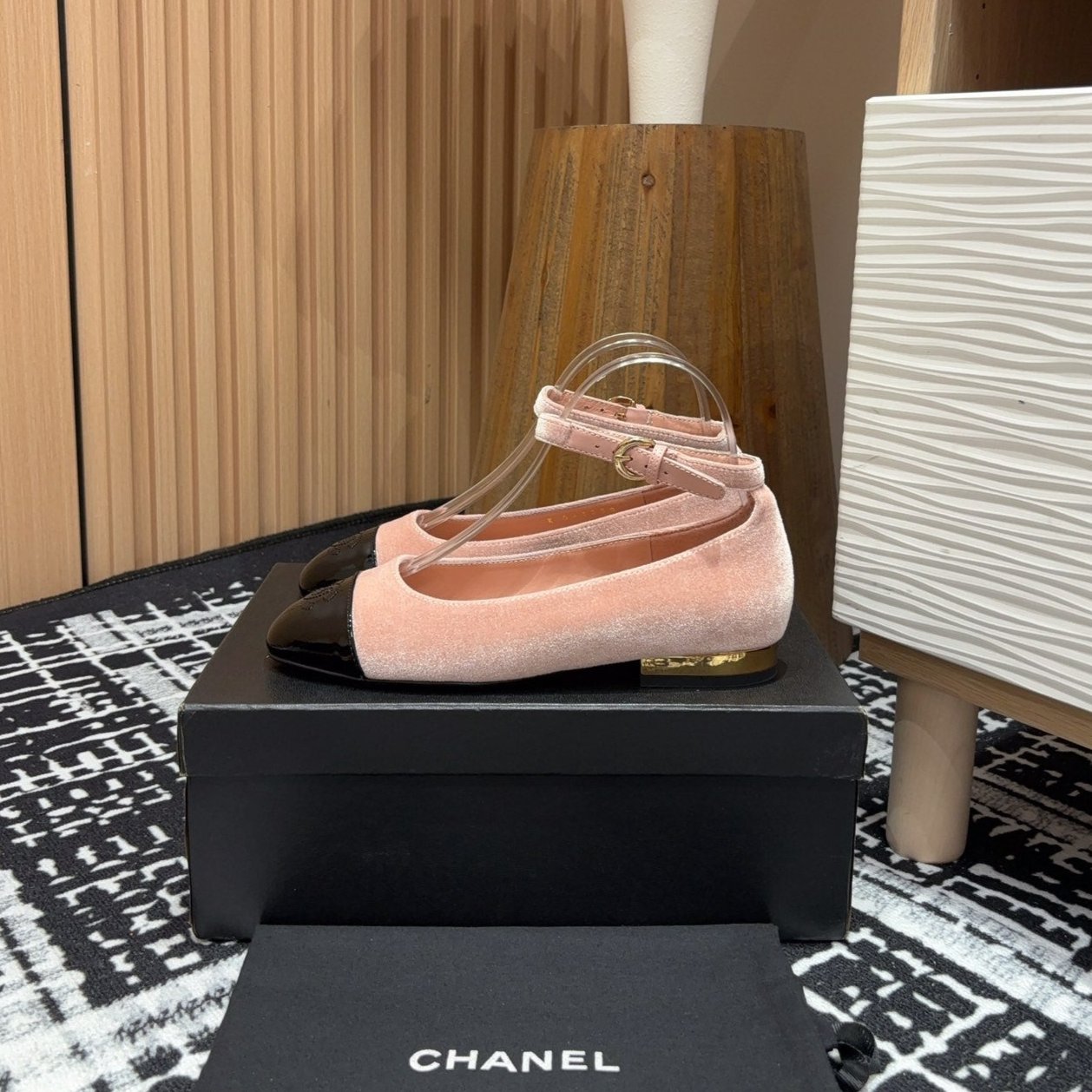 CC Mary Jane Black Pink Pastel Velvet And Lambskin