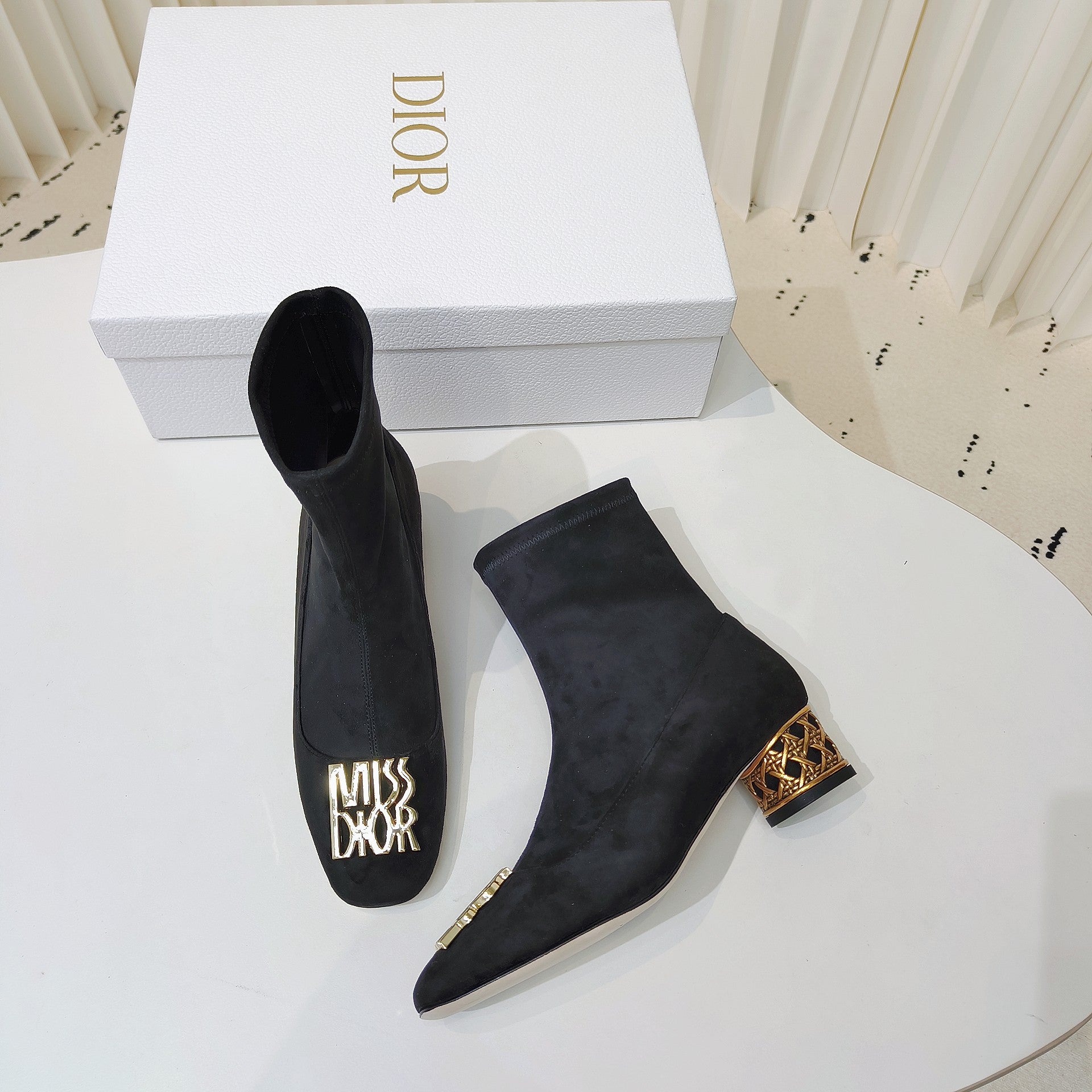Miss Dior Ankle Boots 40mm Black Suede 111389