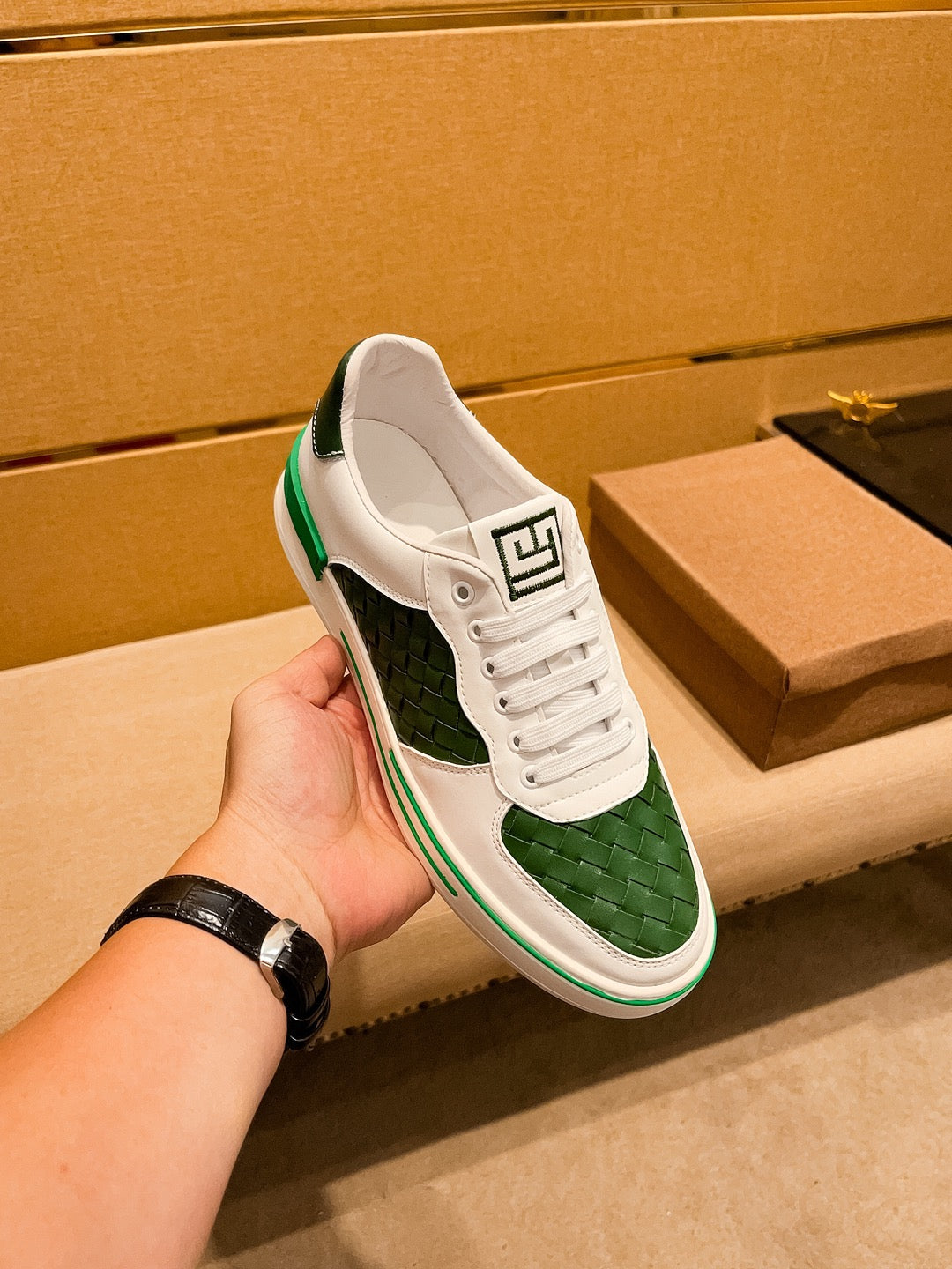 GG Men's Sneaker Green Cowhide 444492