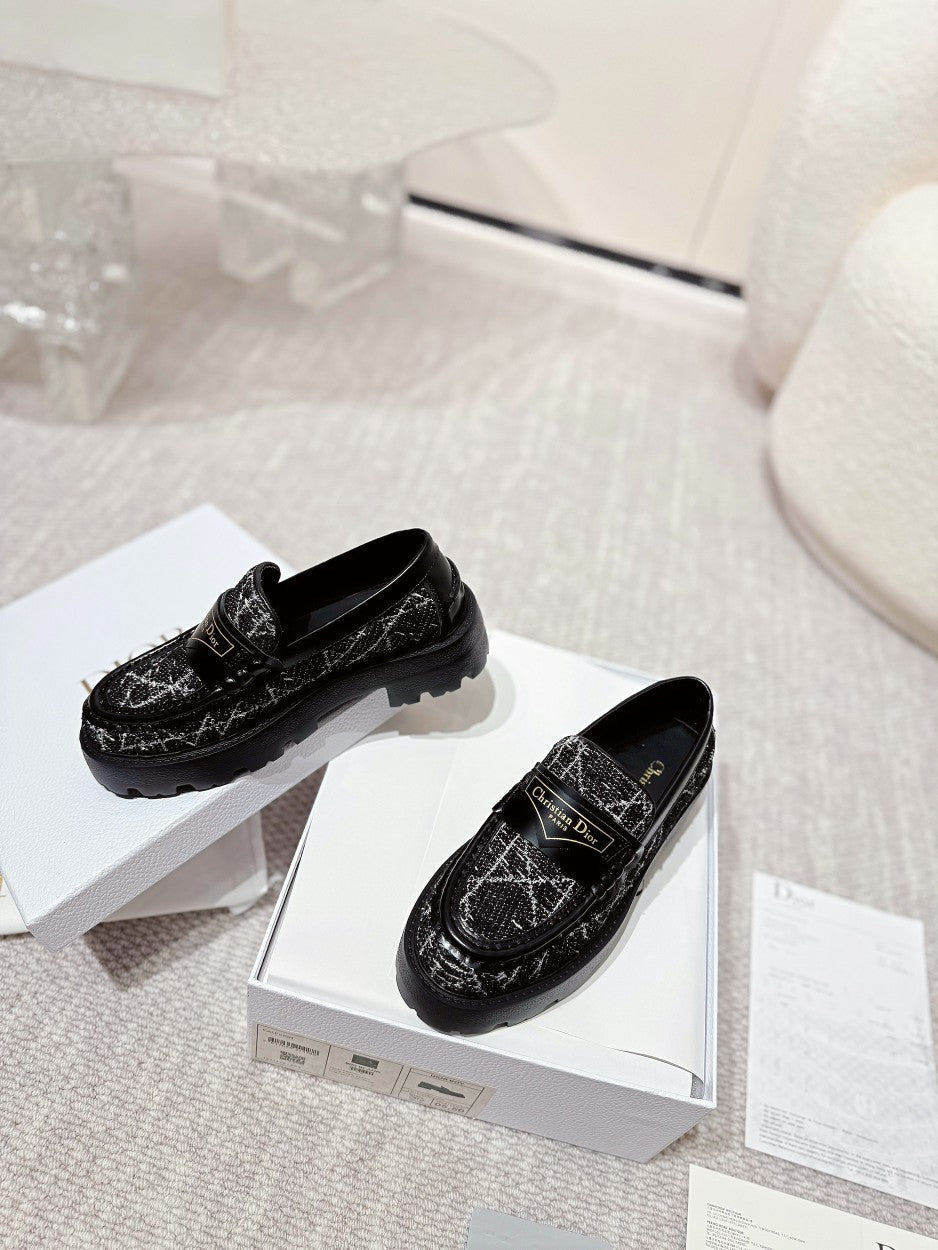 CD Boy Platform Loafer In Black Tweed Fabric  988792