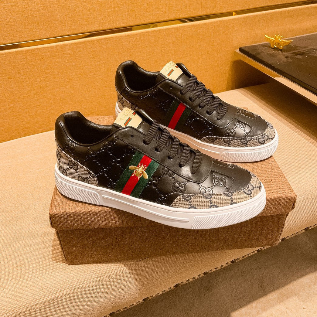 GG Men's ACE Sneaker Black Cowhide Canvas 473312