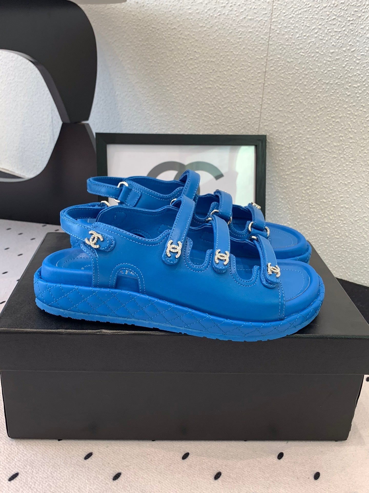 CC Sandals In Blue Lambskin 146998