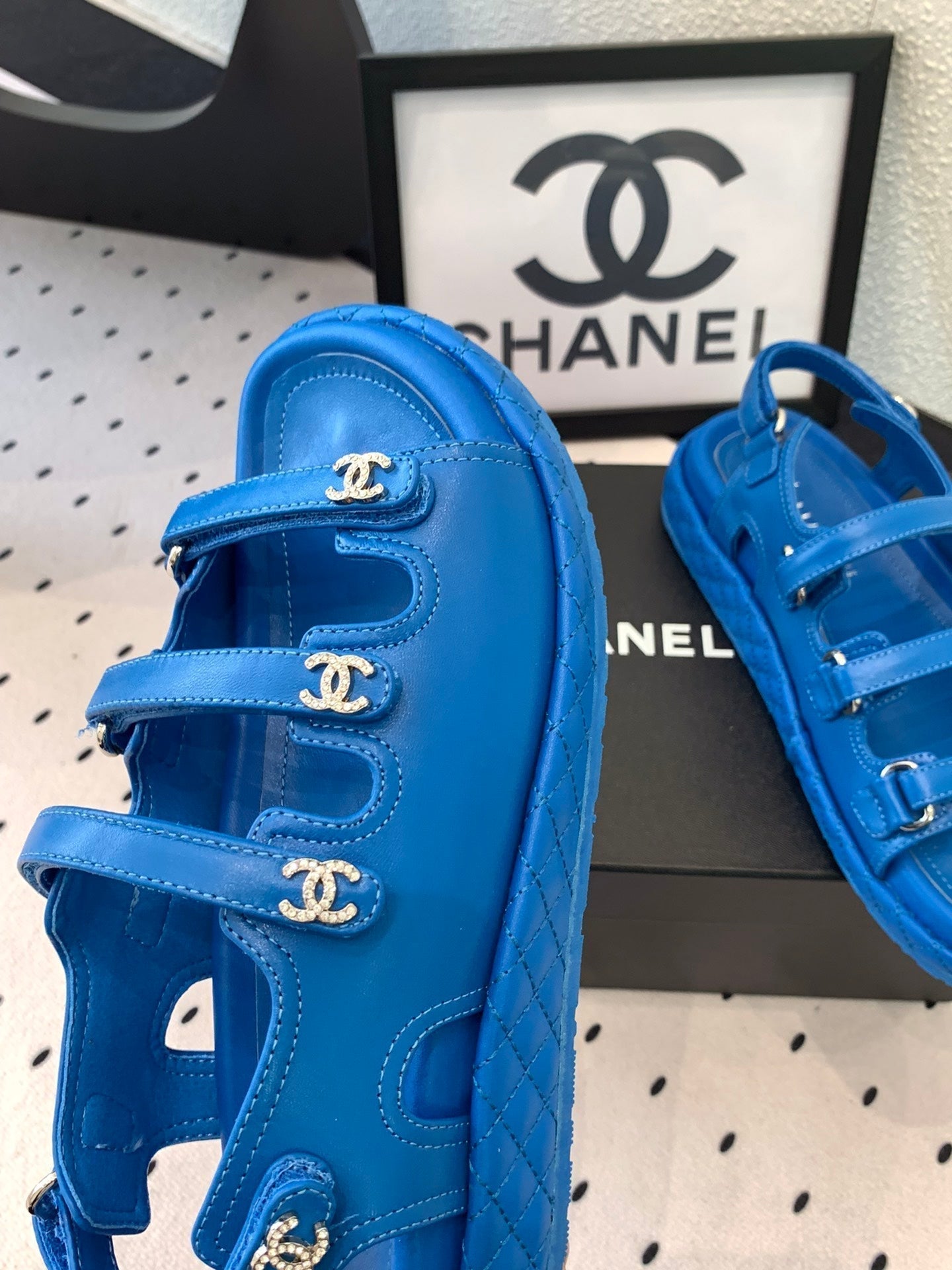 CC Sandals In Blue Lambskin 146998