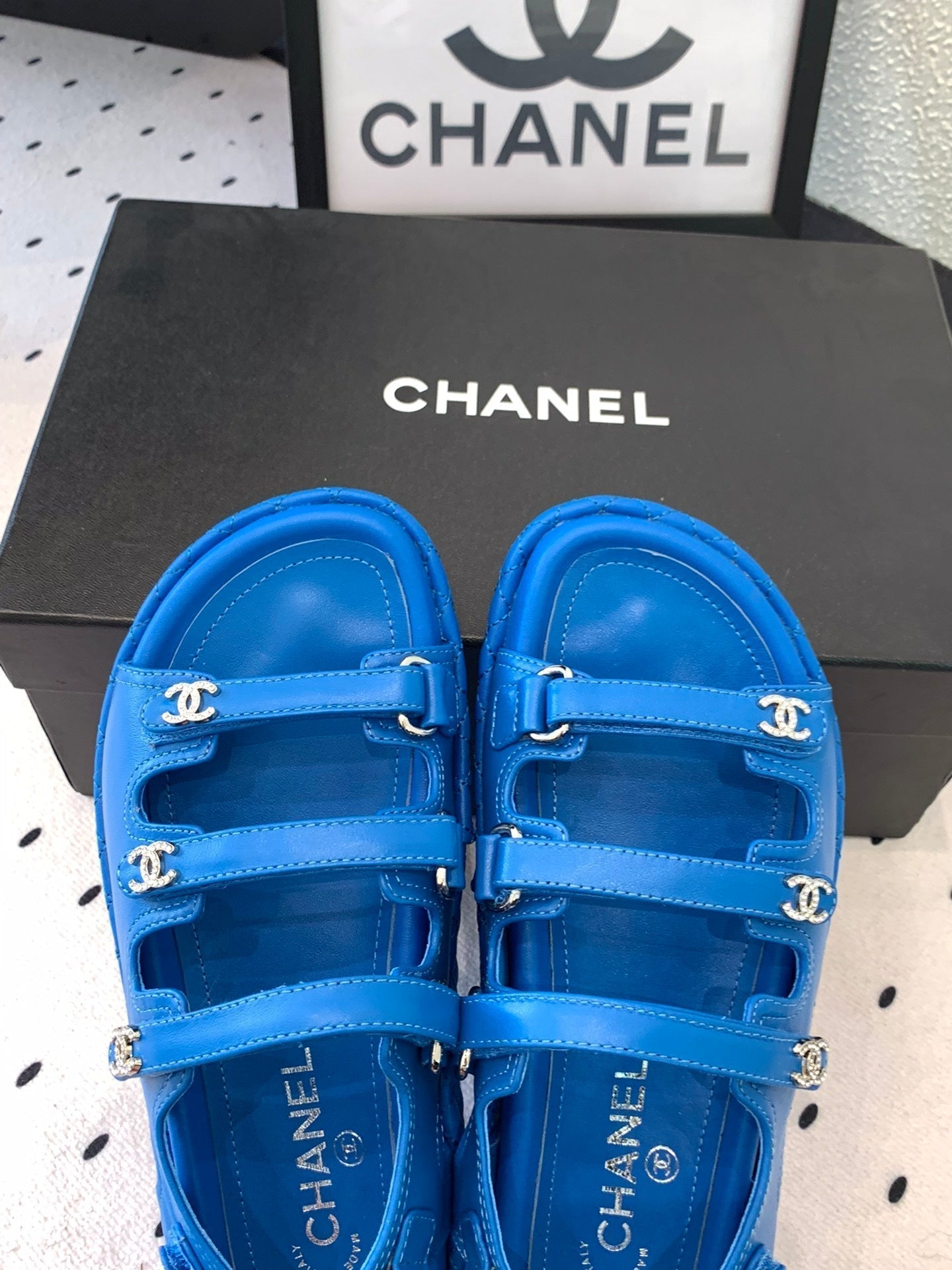CC Sandals In Blue Lambskin 146998