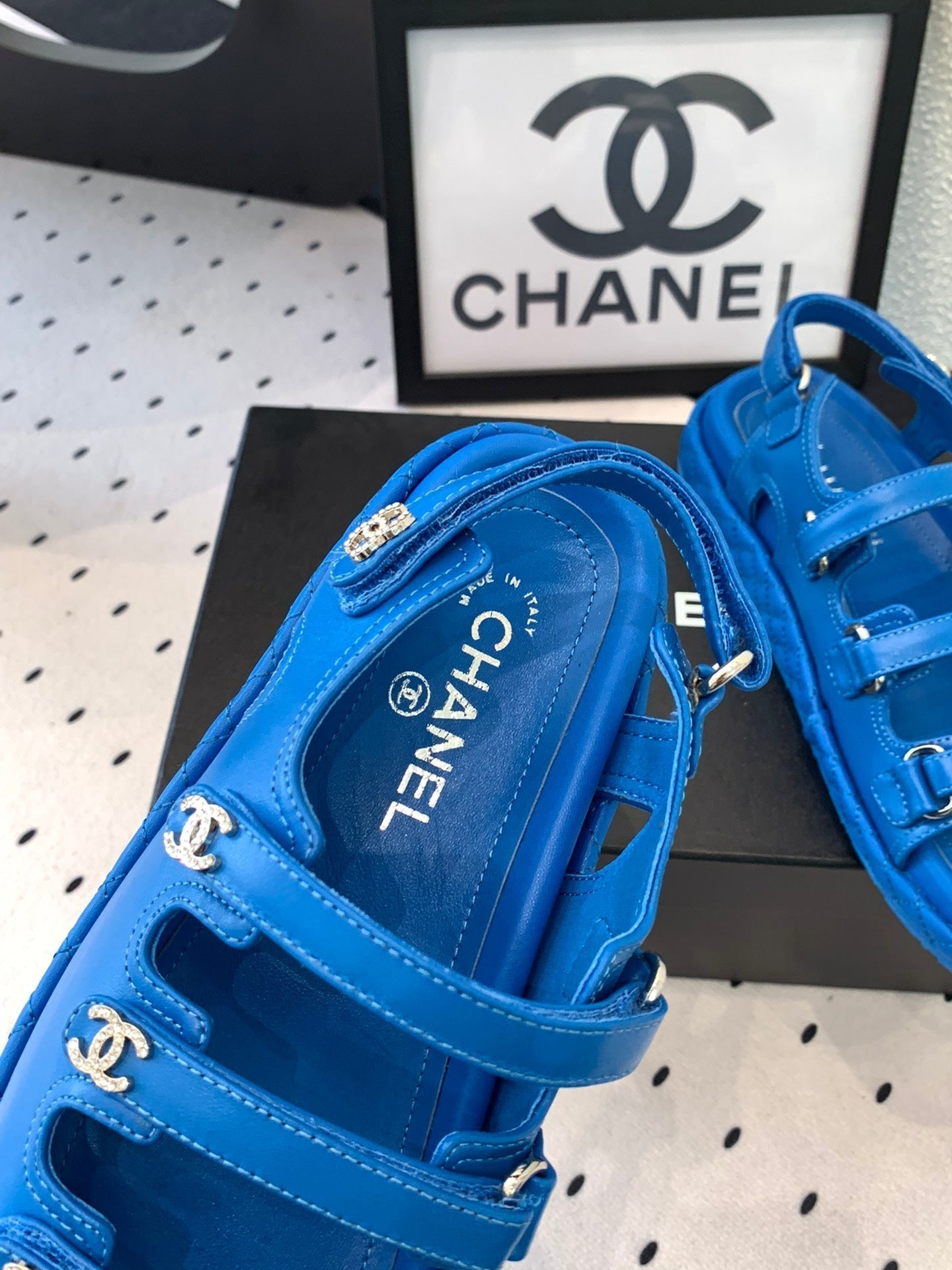 CC Sandals In Blue Lambskin 146998