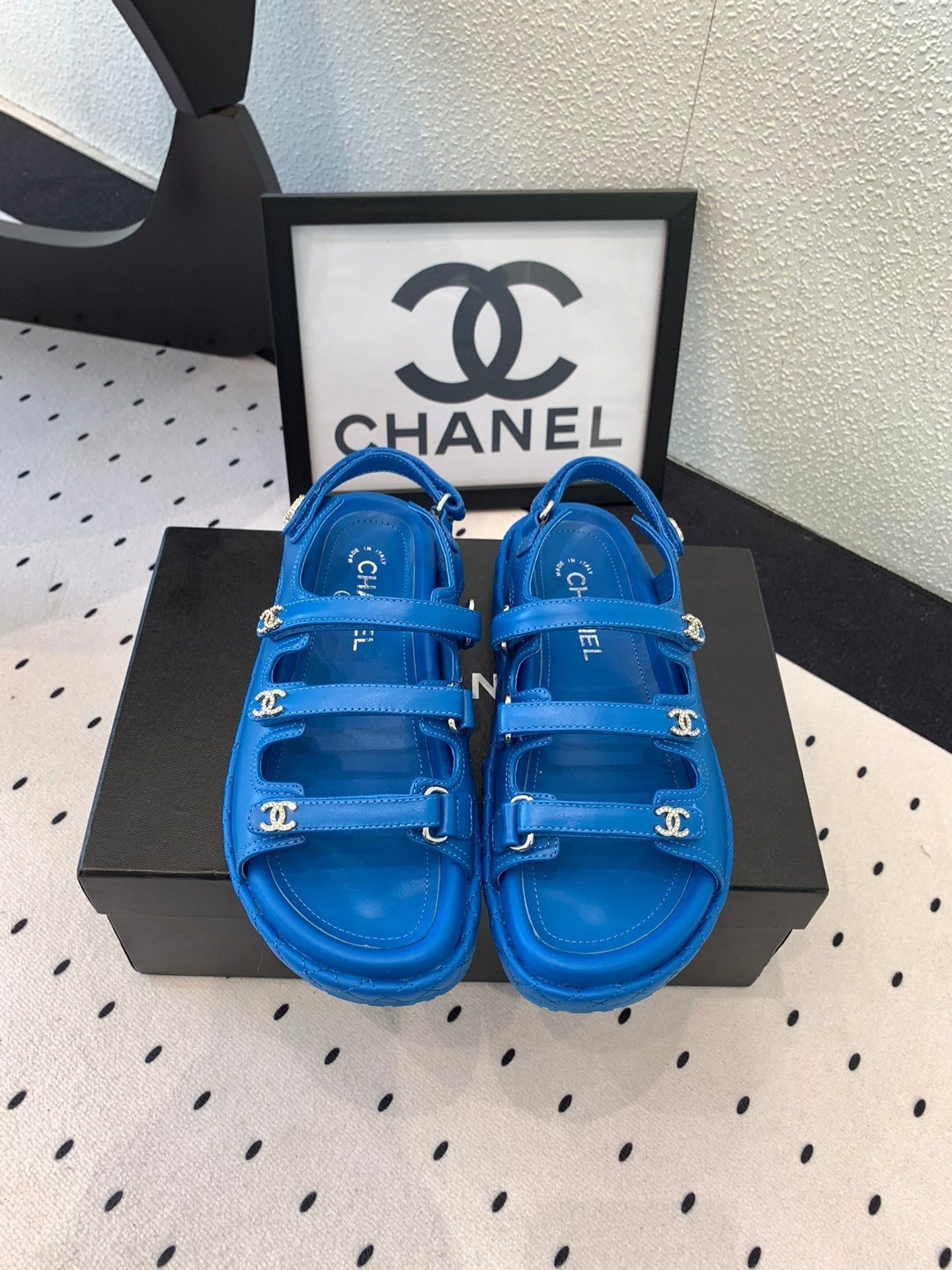 CC Sandals In Blue Lambskin 146998