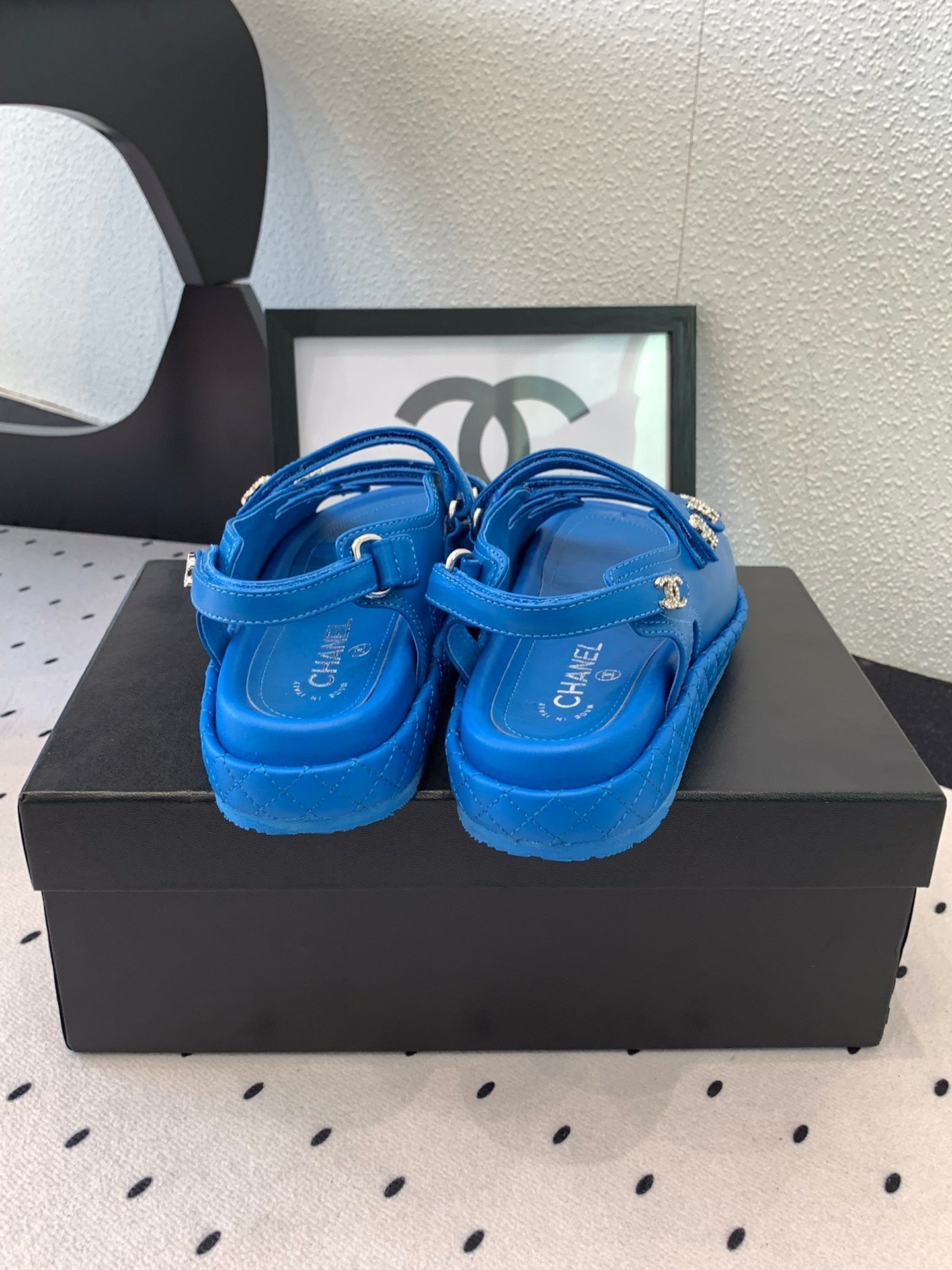 CC Sandals In Blue Lambskin 146998