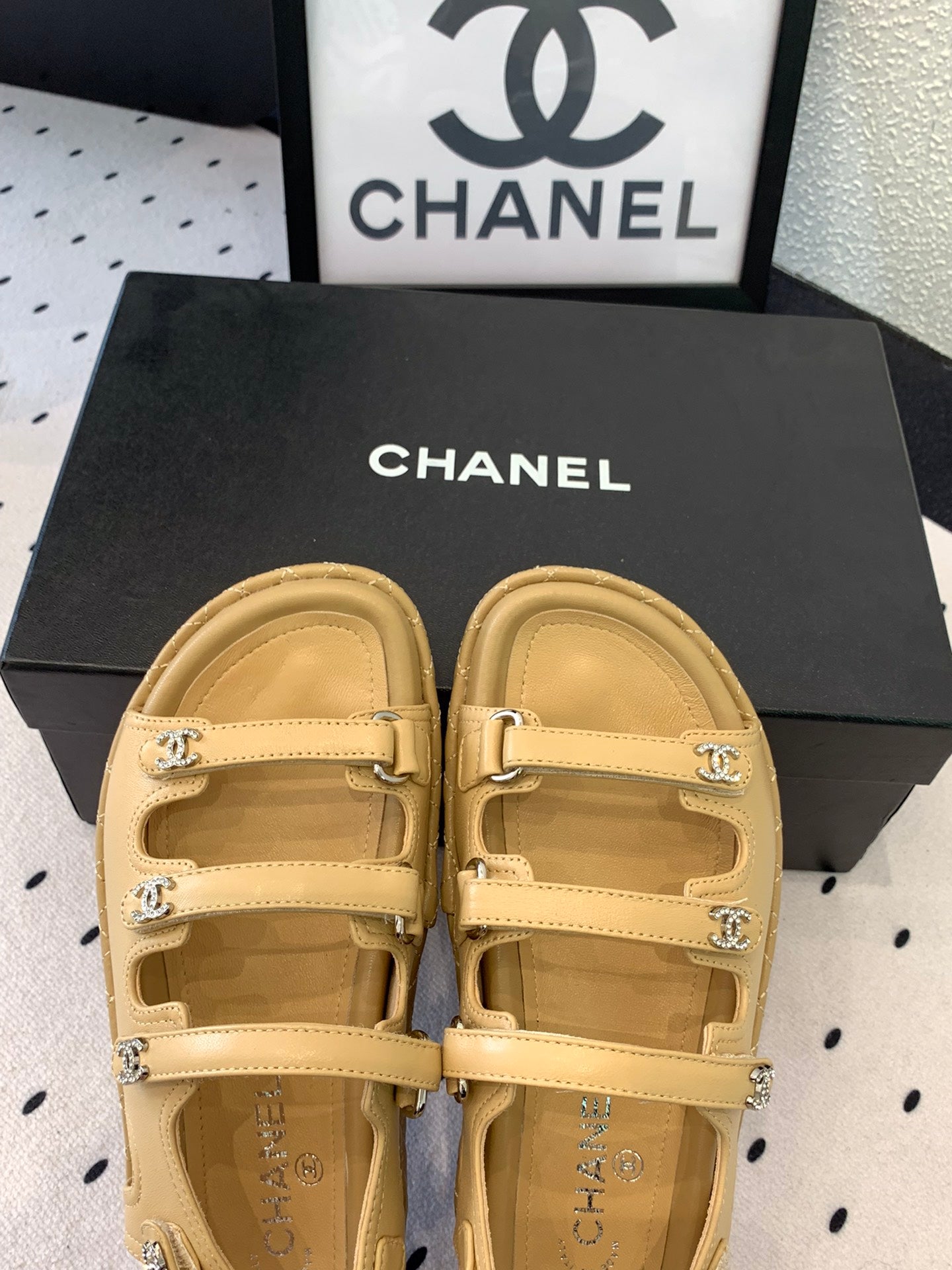 CC Sandals In Dark Beige Lambskin 146999