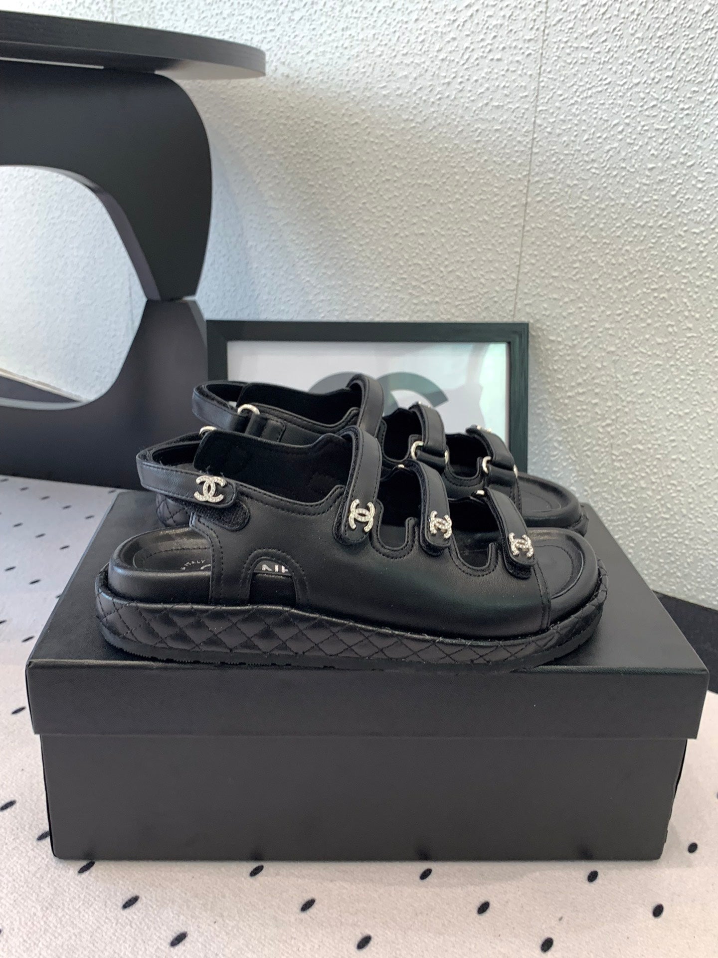 CC Sandals In Black Lambskin 147004