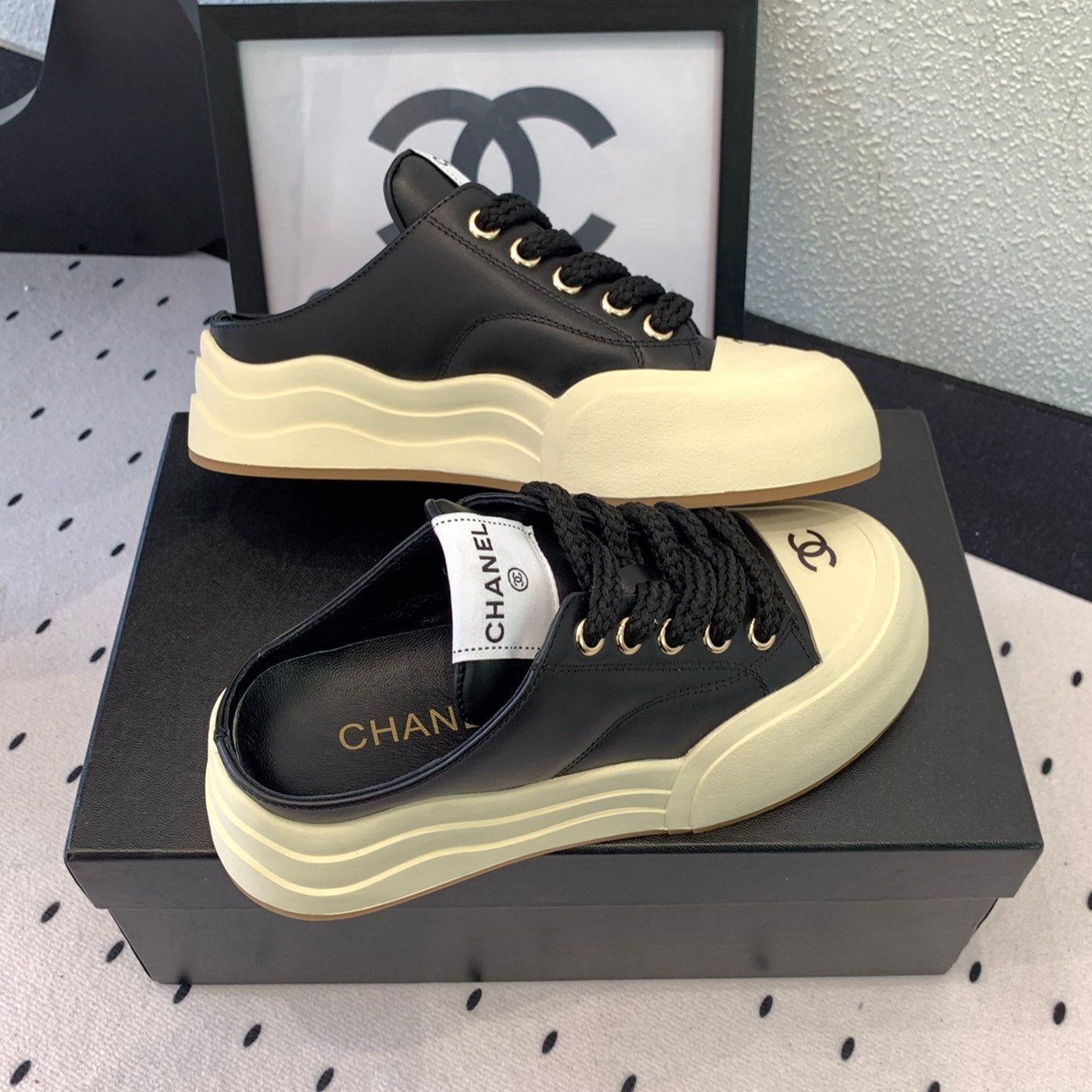 CC Mule Sneaker 50mm In Black Cowhide 147070