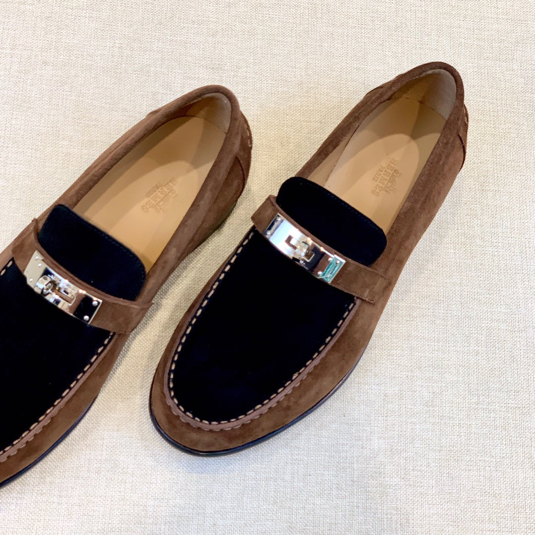 HM Men's Loafer Black Brown Suede 639121