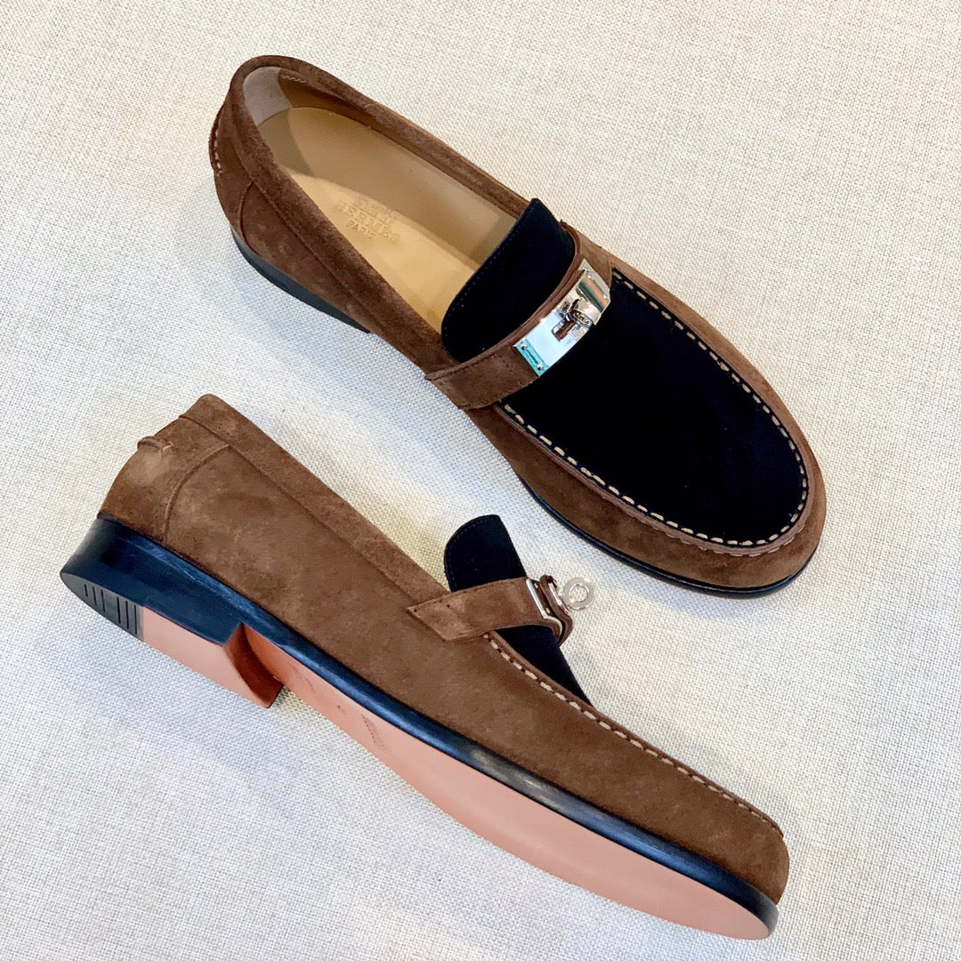 HM Men's Loafer Black Brown Suede 639121