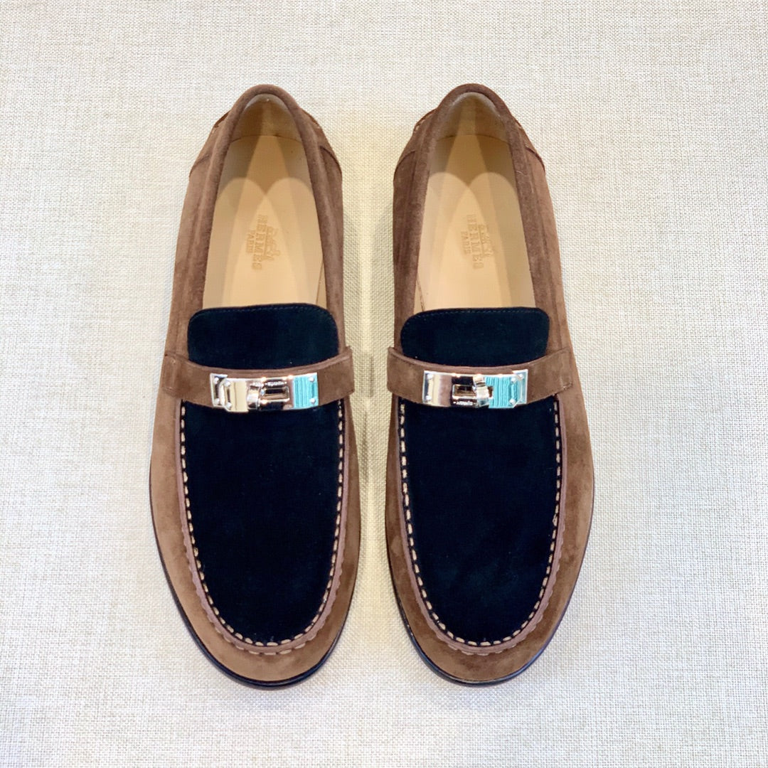 HM Men's Loafer Black Brown Suede 639121