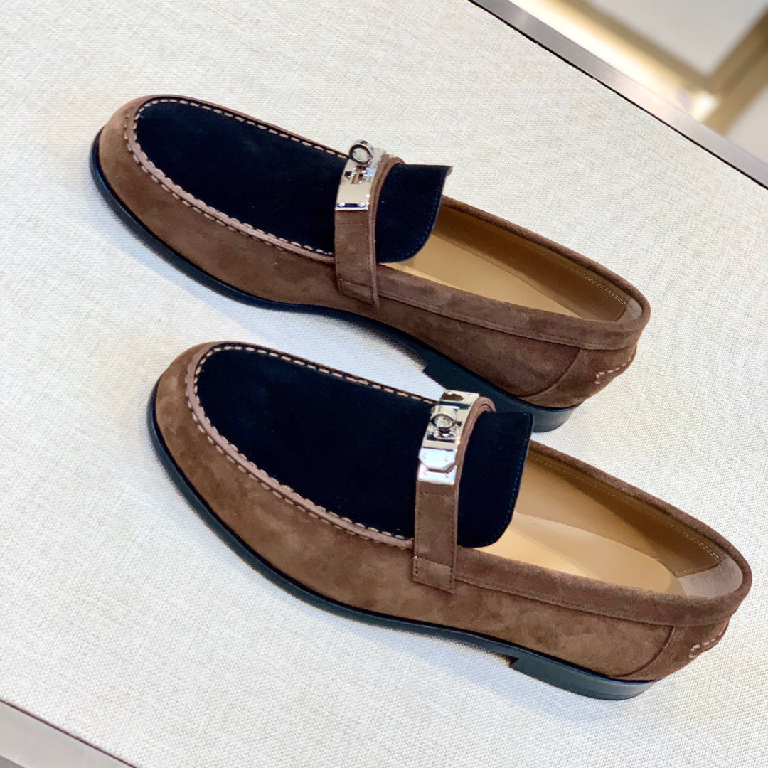 HM Men's Loafer Black Brown Suede 639121