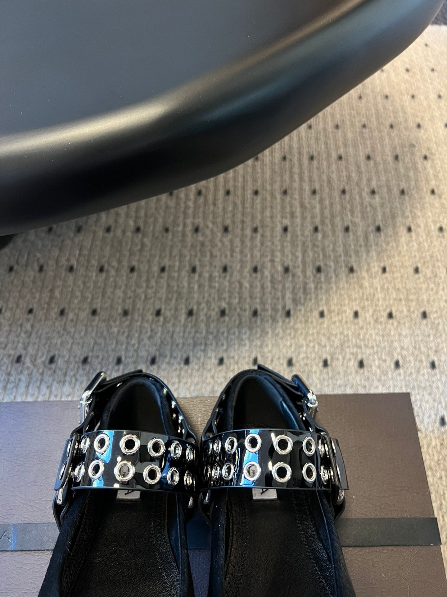 Alaia 25 Biker Ballet Flats Black Horsehair Sheepskin 303729