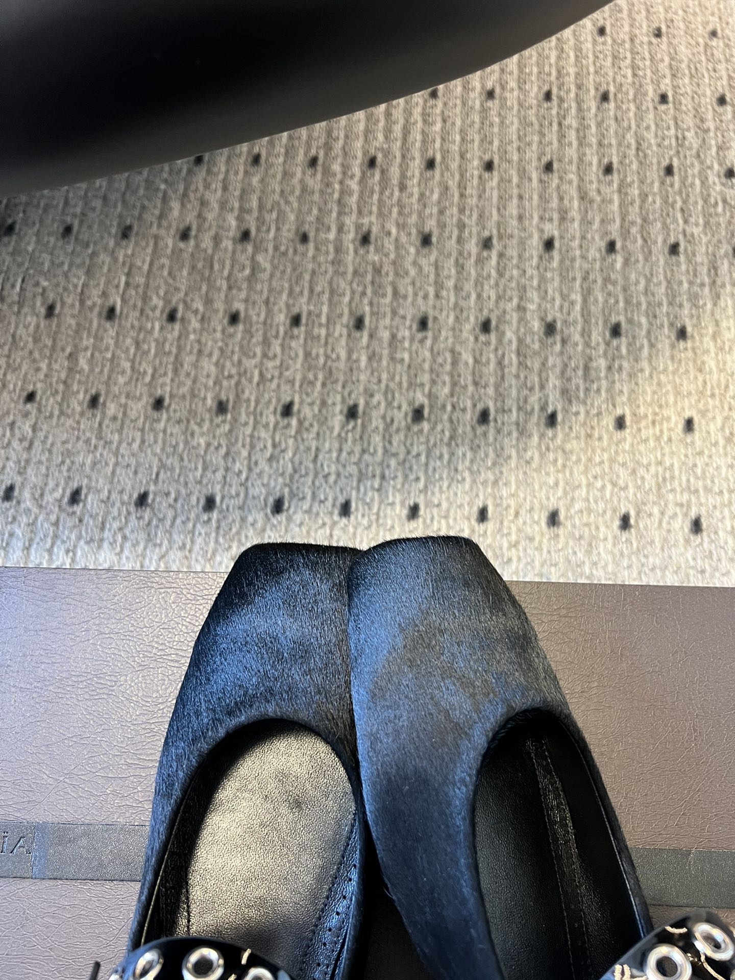 Alaia 25 Biker Ballet Flats Black Horsehair Sheepskin 303729