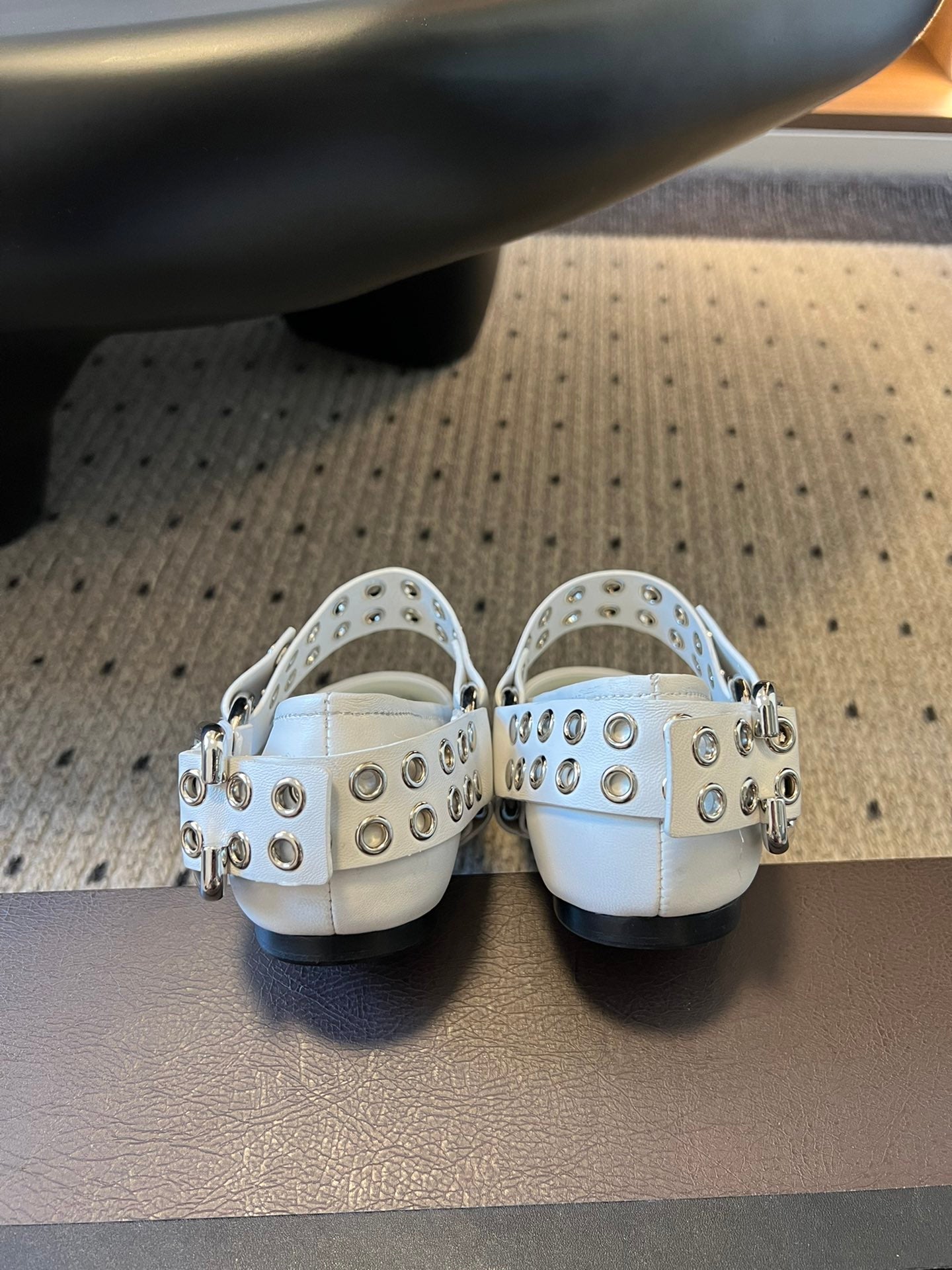 Alaia 25 Biker Ballet Flats White Calfskin 303734