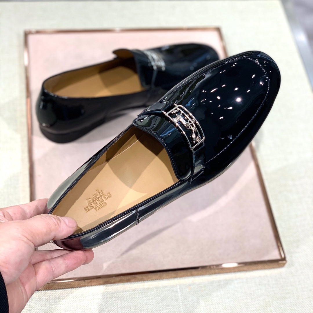 HM Men's Loafer Black Patent Leather 539686